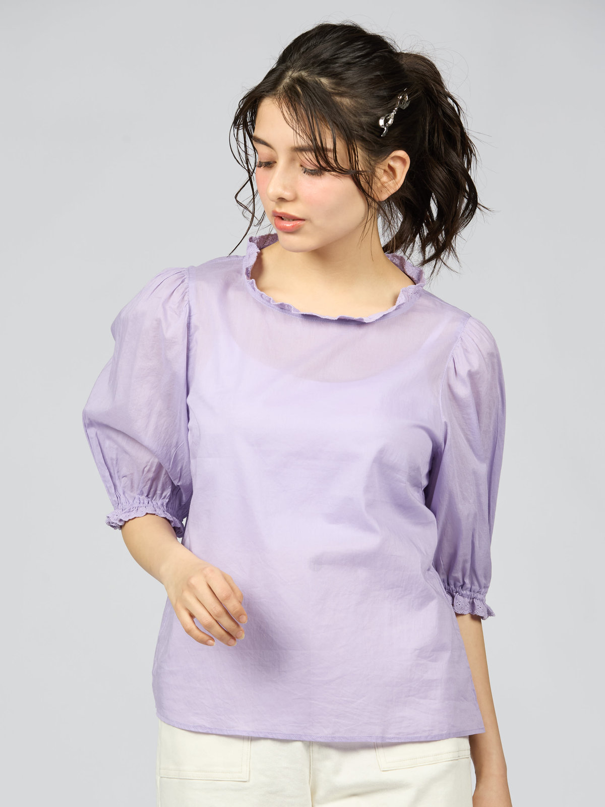 To b. by agnès b. 【Outlet】スカラップドレースブラウス パープル系その他