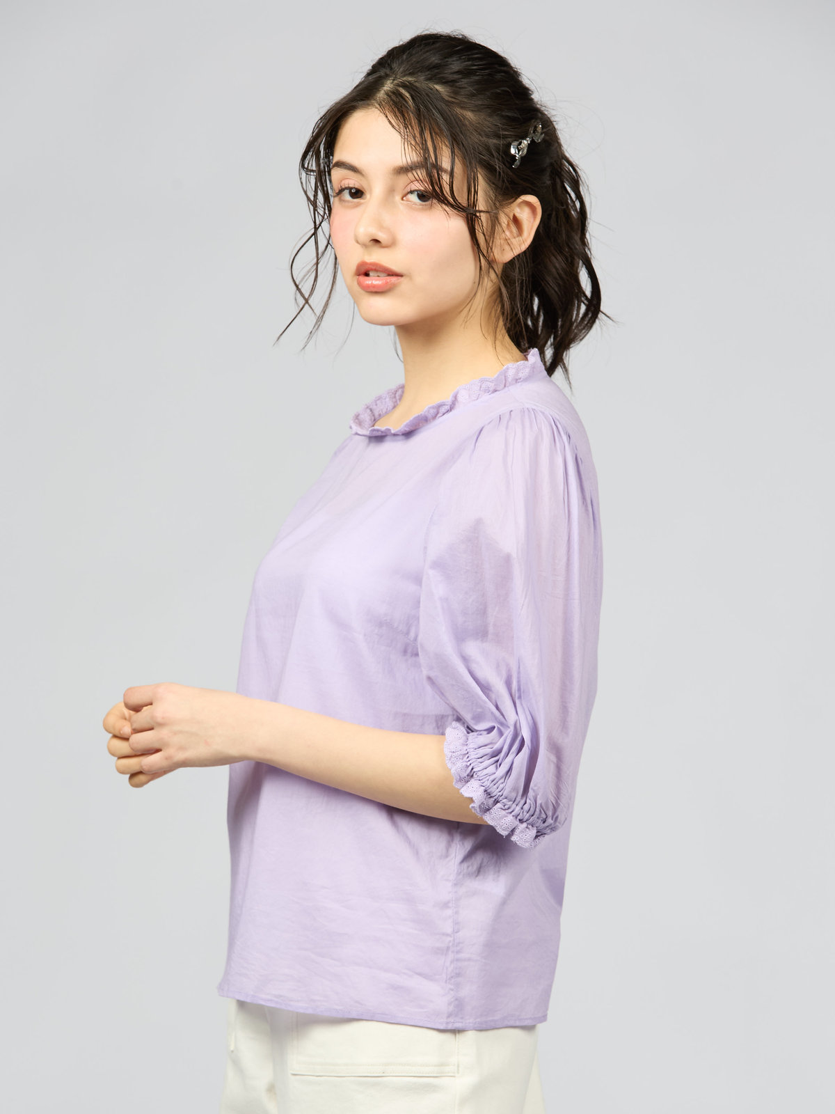 To b. by agnès b. 【Outlet】スカラップドレースブラウス パープル系その他