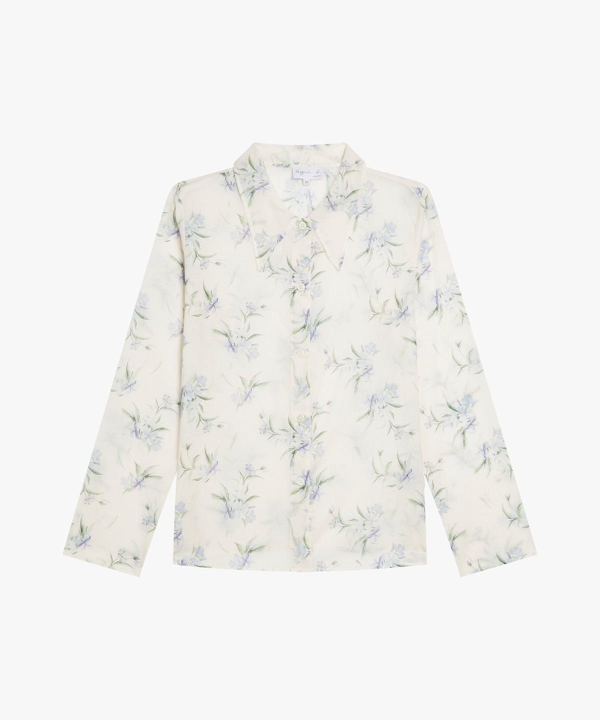 FEMME ウィメンズ フローラル プリント コットン 長袖 ブラウス "Fine" アイボリー