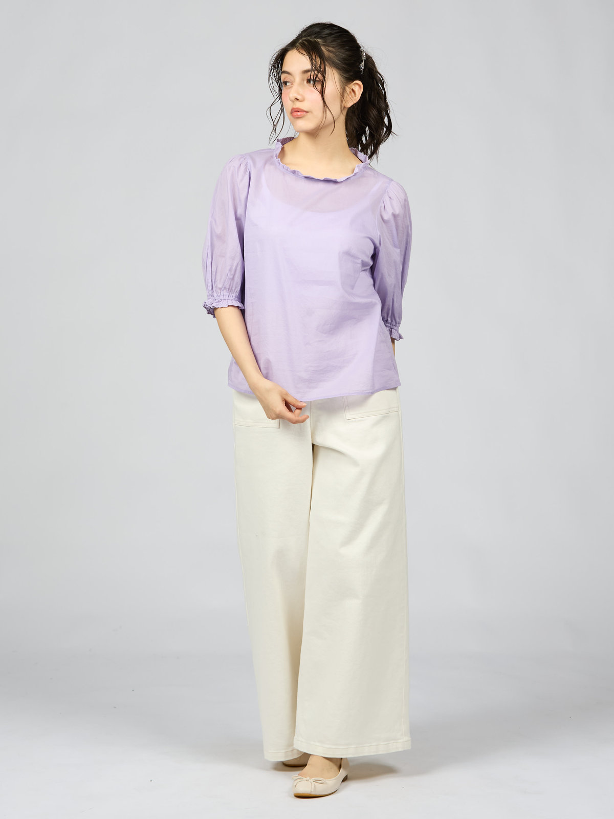 To b. by agnès b. 【Outlet】スカラップドレースブラウス パープル系その他