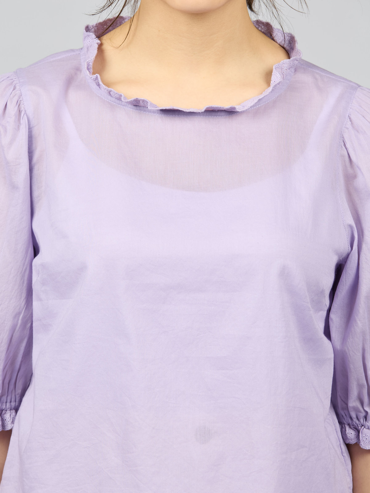 To b. by agnès b. 【Outlet】スカラップドレースブラウス パープル系その他