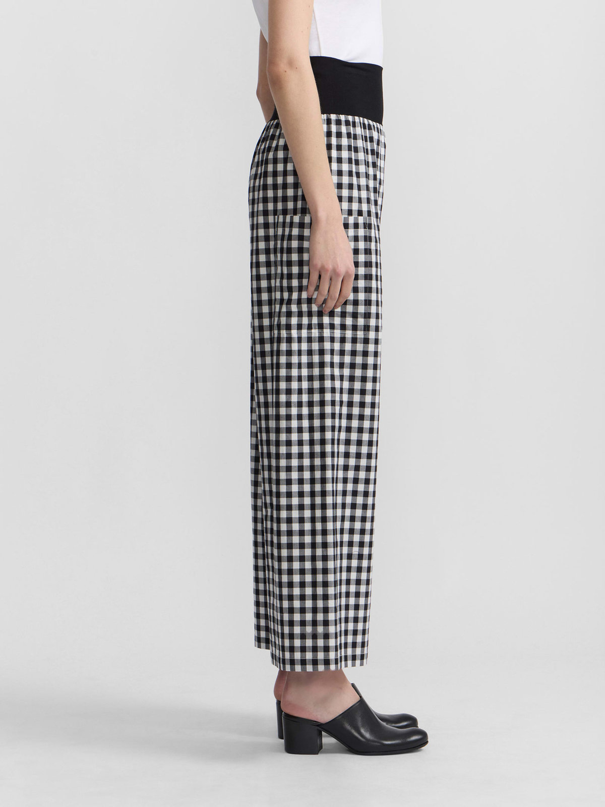 FEMME ウィメンズ ギンガムチェック コットン ワイドパンツ ”Matis” ブラック