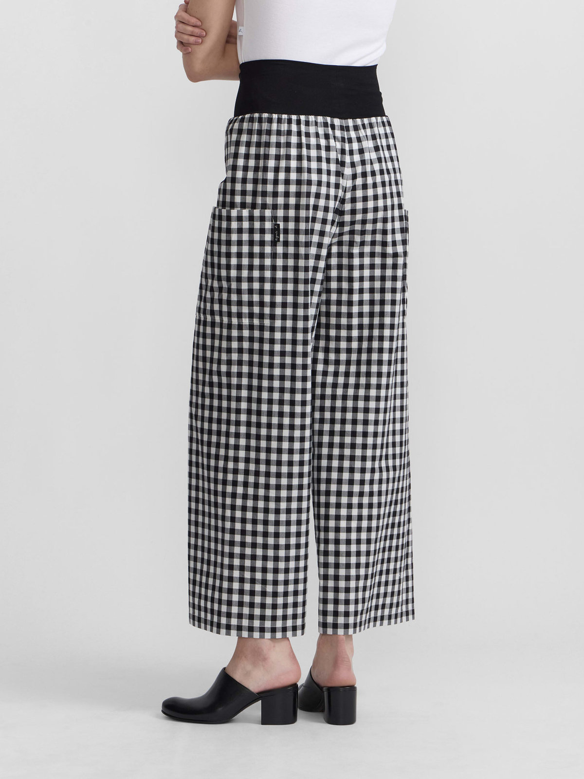 FEMME ウィメンズ ギンガムチェック コットン ワイドパンツ ”Matis” ブラック