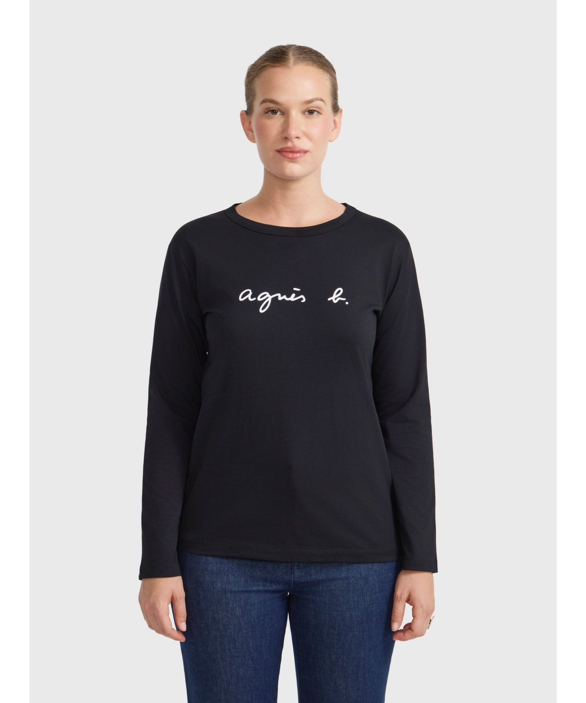 FEMME ウィメンズ ロゴプリント コットン 長袖 Tシャツ "Cool" ブラック