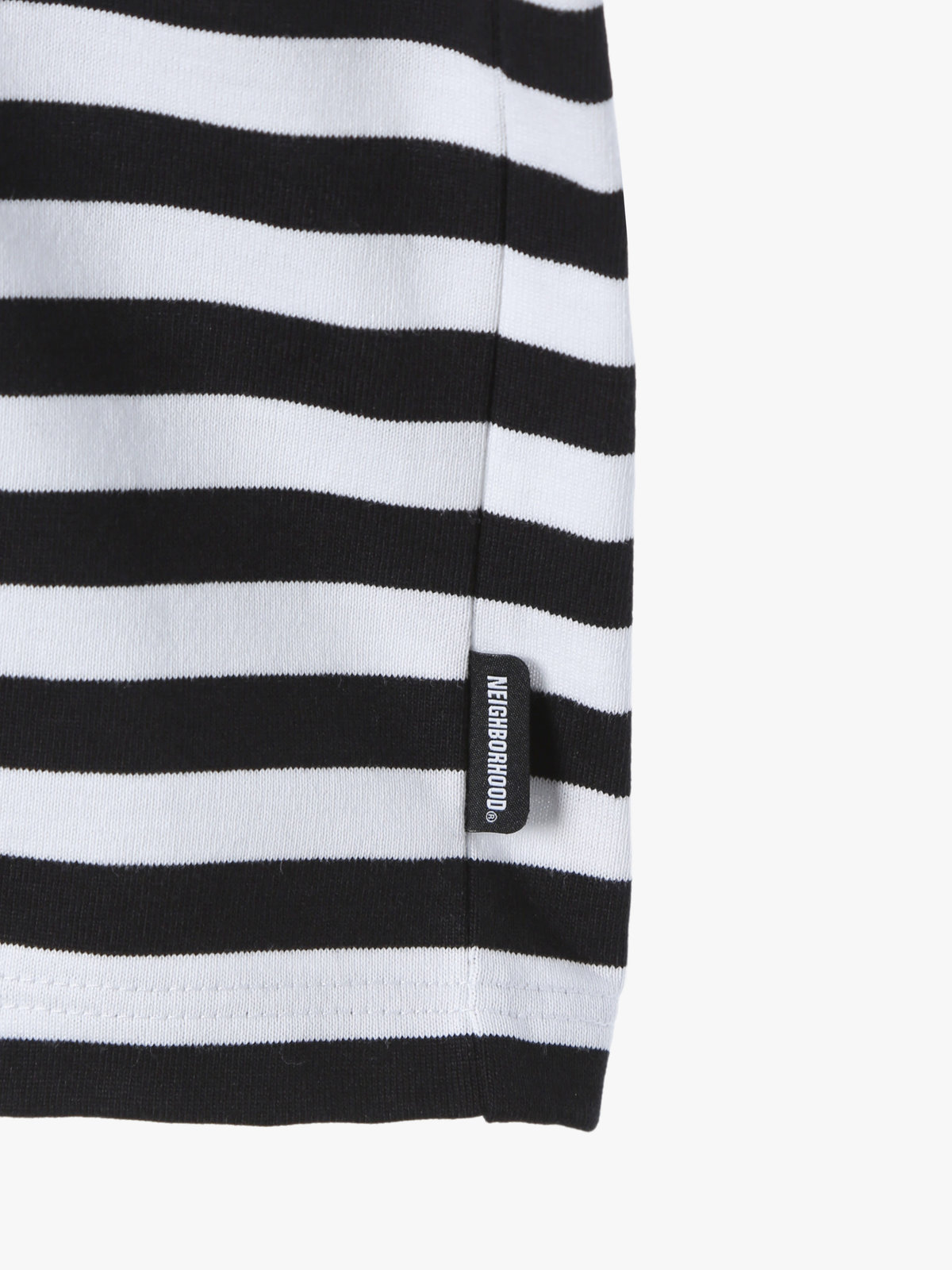 HOMME メンズ agnes b. x NH ボーダークルーネック 長袖Tシャツ ホワイト×ブラック