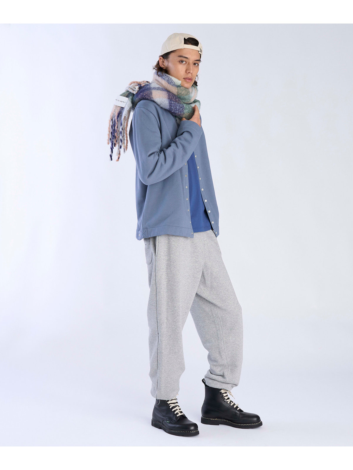 To b. by agnès b. 【Outlet】チェックワイドマフラー グリーン