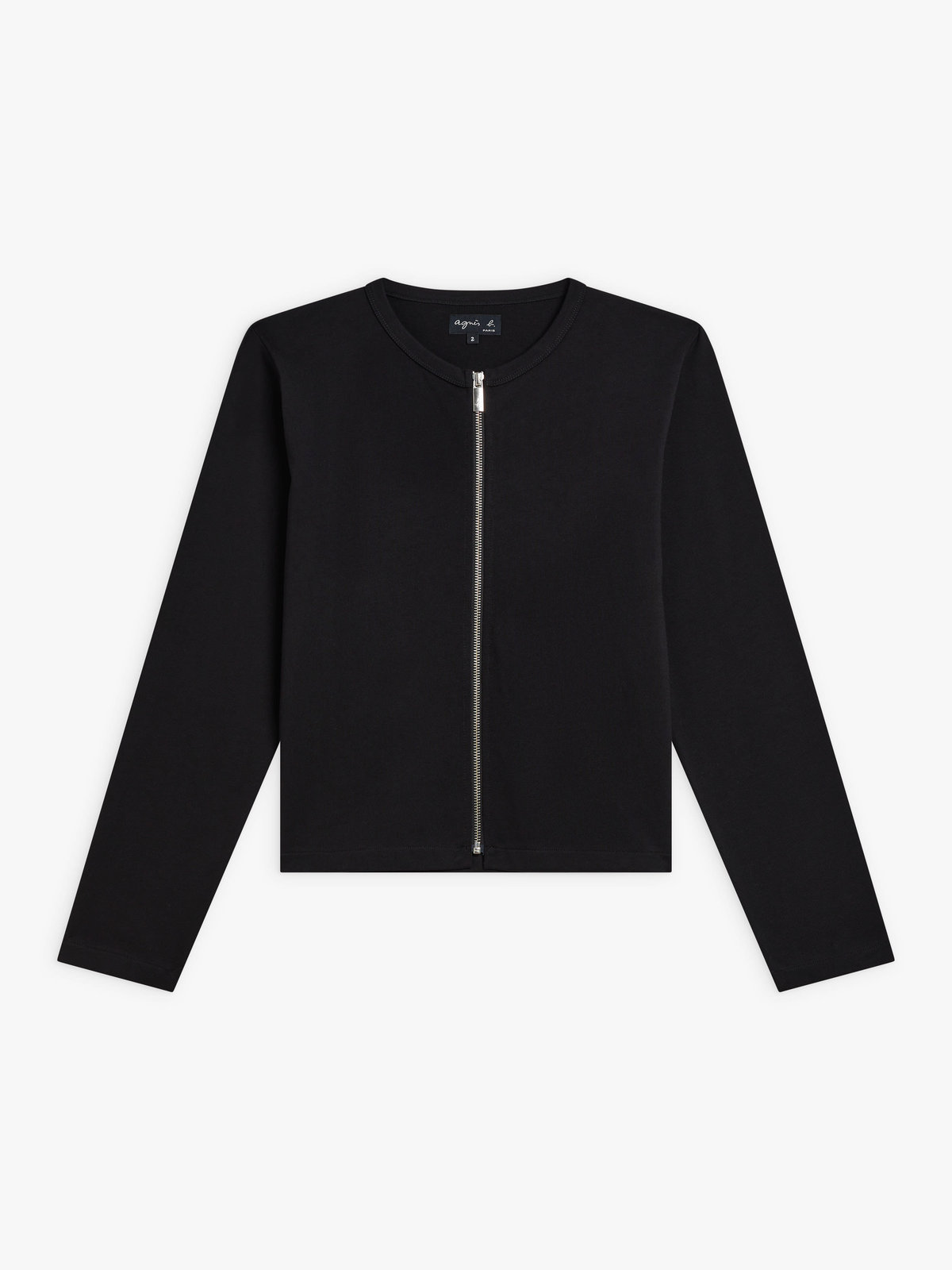 FEMME ウィメンズ コットン 長袖 カーディガン ”Zip” ブラック