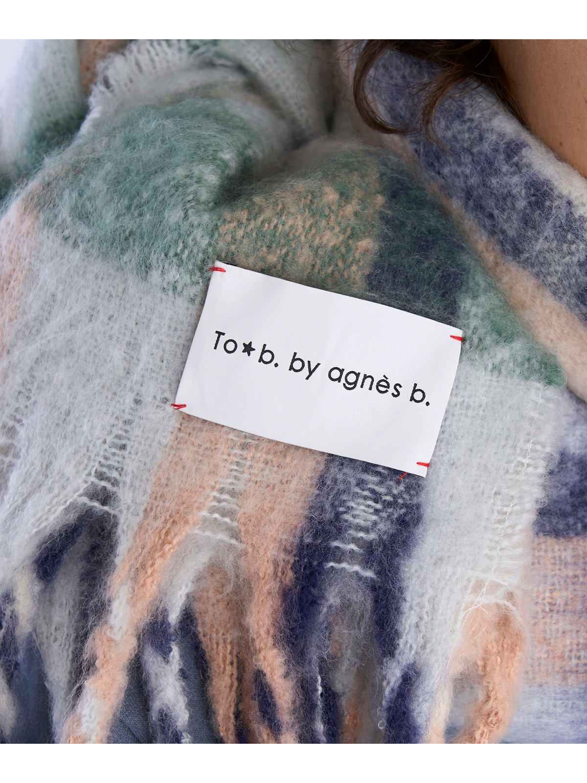 To b. by agnès b. 【Outlet】チェックワイドマフラー グリーン