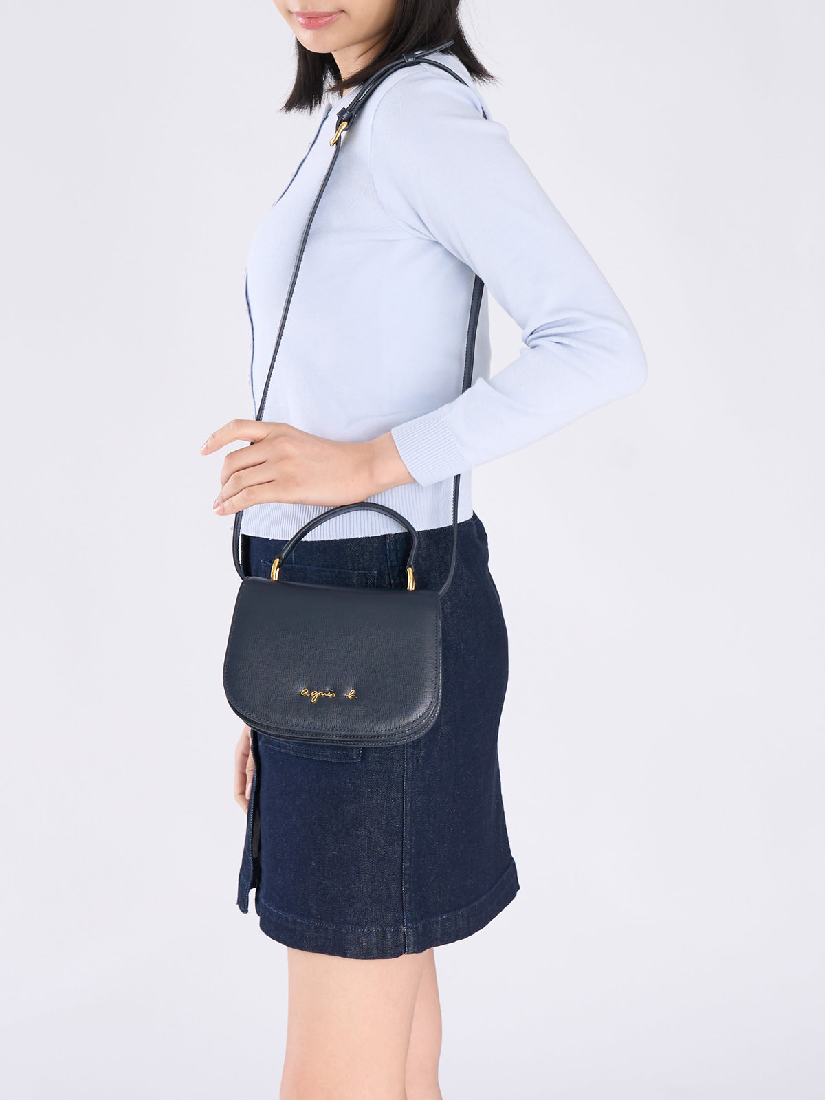 VOYAGE ウィメンズ バッグ＆ウォレット 【by R 限定品】agnes b. レザー 2way ショルダーバッグ "City" ZAS02-01 ネイビー