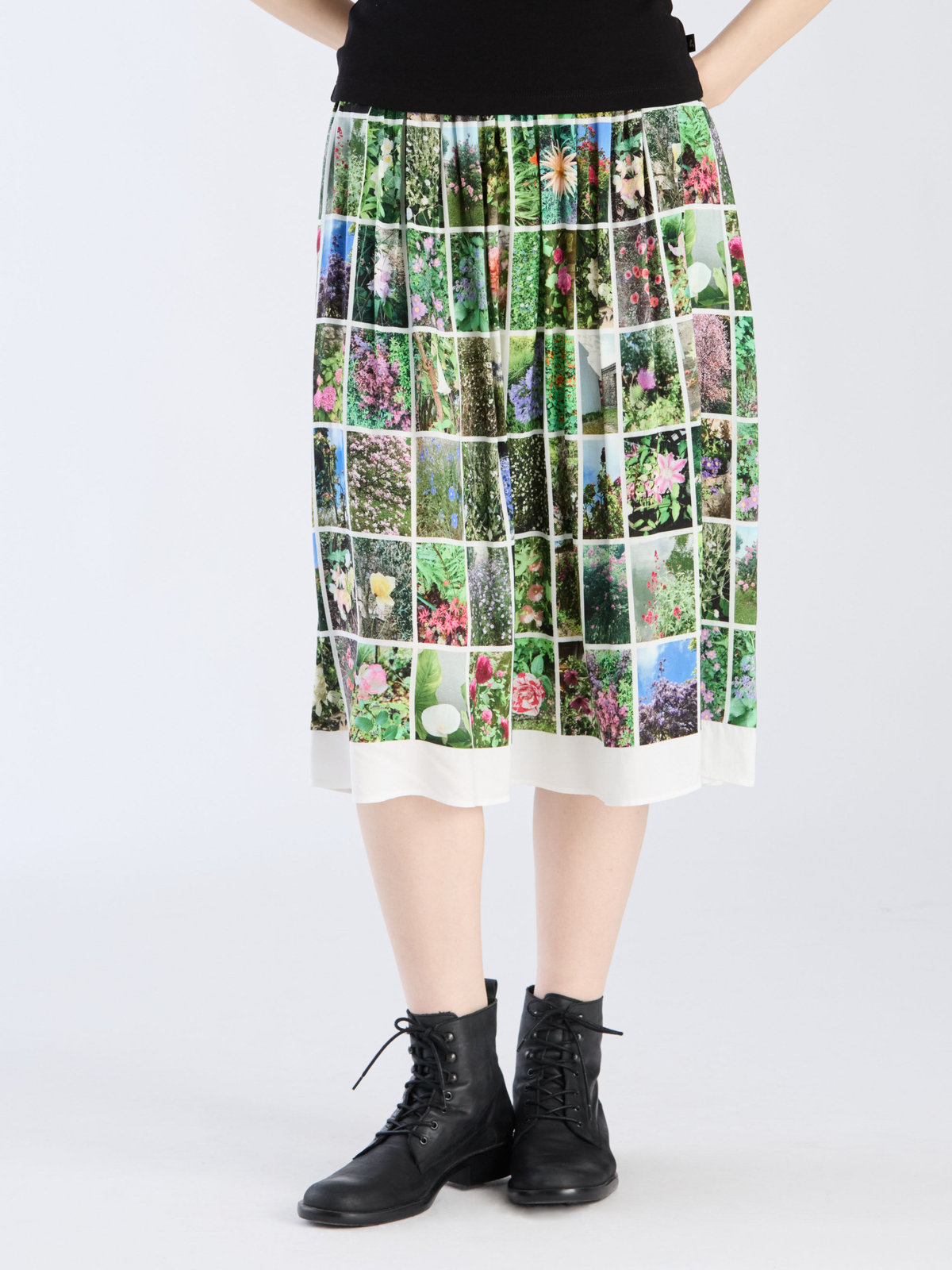 FEMME ウィメンズ 【Outlet】フォトプリント ギャザー ロングスカート "Instagram fleurs" マルチ