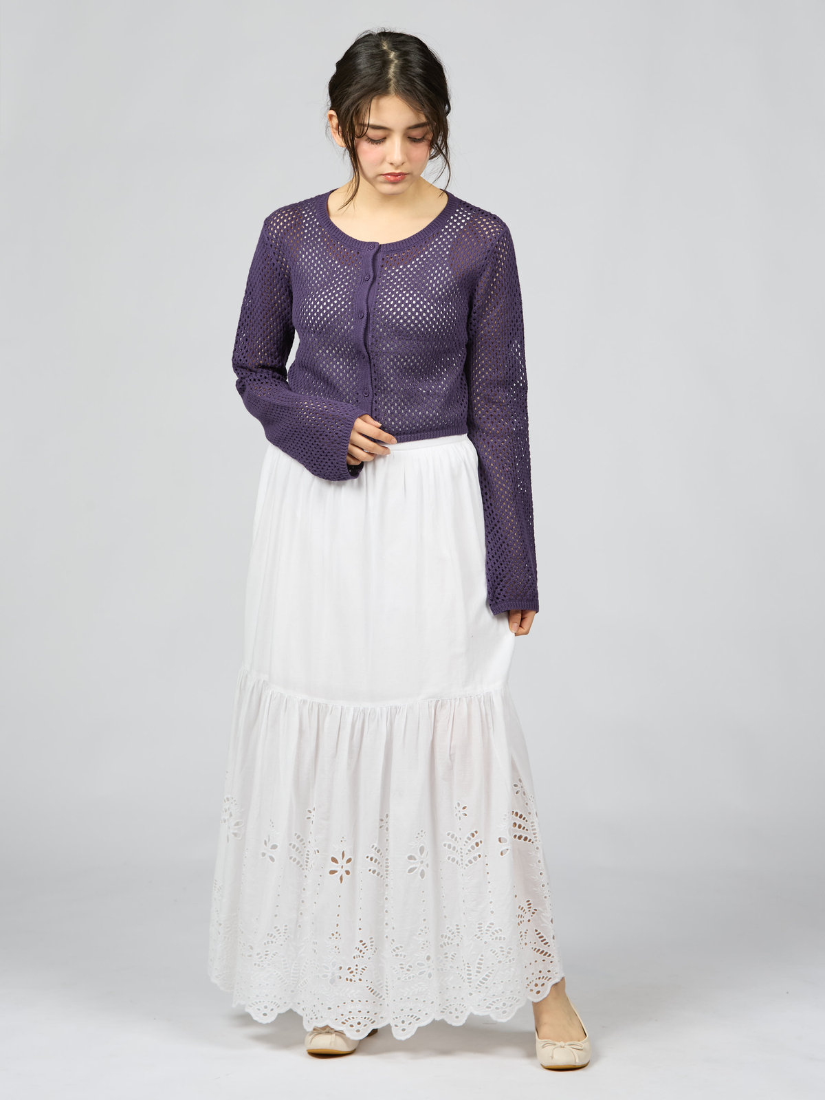 To b. by agnès b. 【Outlet】シフリーレーススカート ホワイト