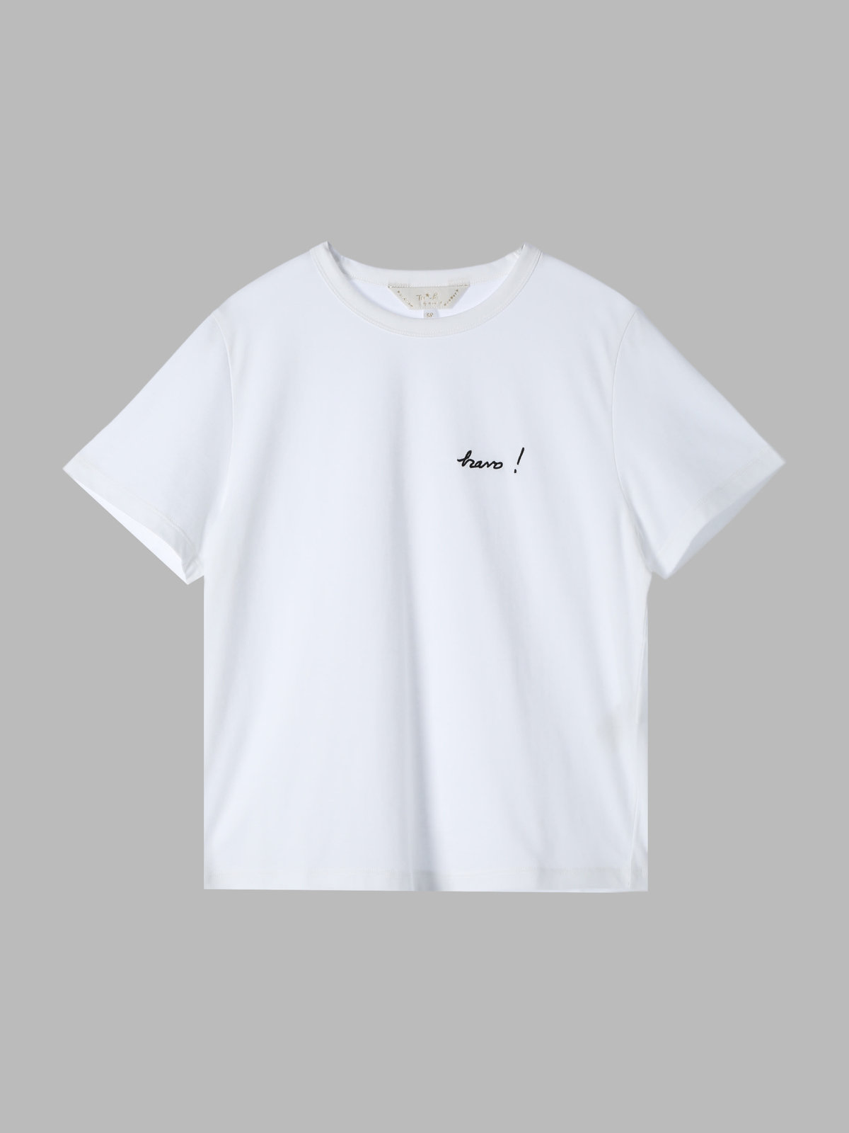 To b. by agnès b. 【Outlet】プリント オーガニックコットン 半袖 Tシャツ "Bravo!" ホワイト