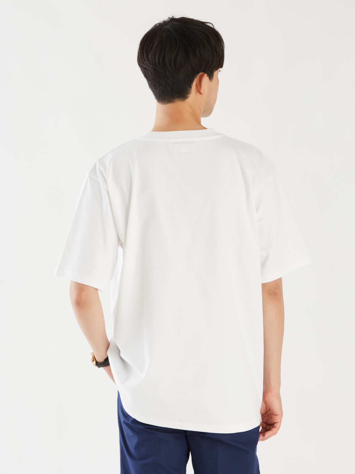 HOMME メンズ メンズ ロゴ 刺繍 コットン 半袖 Tシャツ "Christof" ホワイト