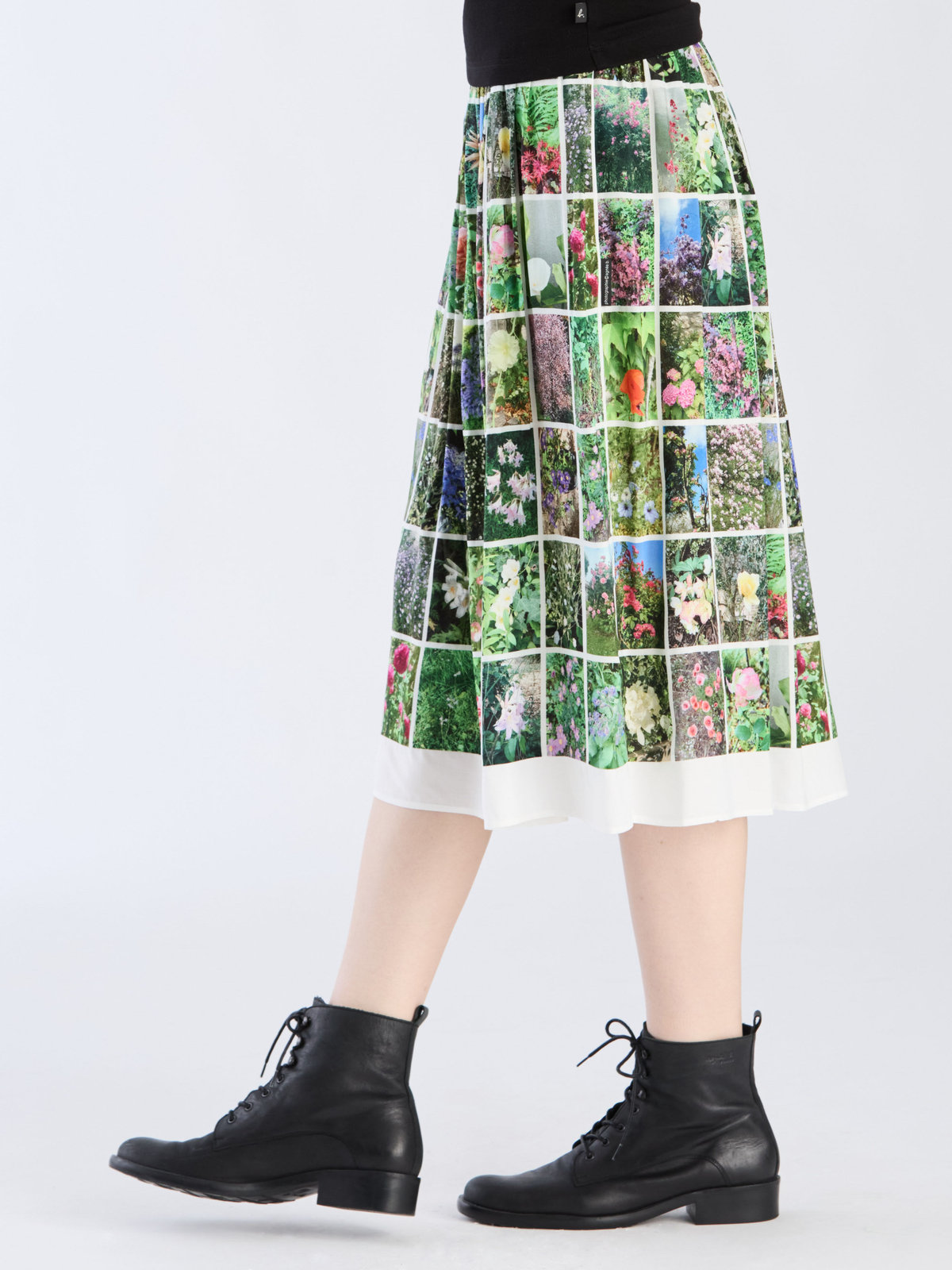 FEMME ウィメンズ 【Outlet】フォトプリント ギャザー ロングスカート "Instagram fleurs" マルチ