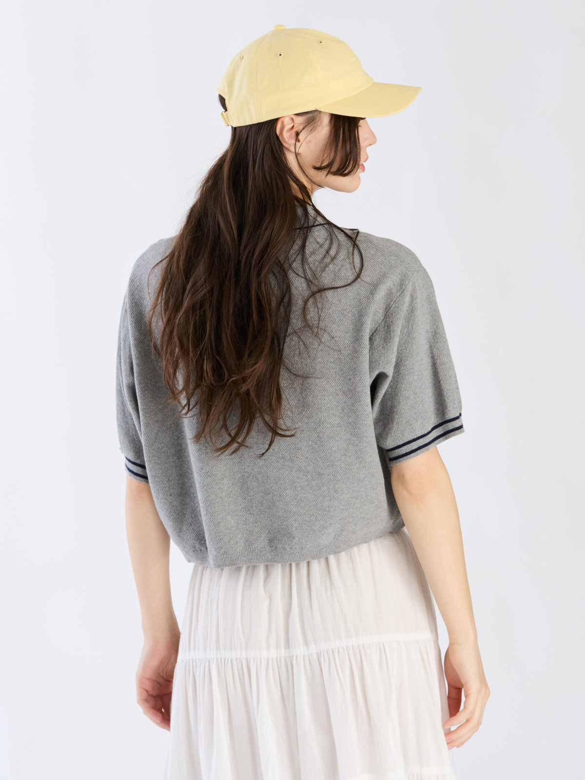 To b. by agnès b. コットン 半袖 ニット ポロ グレー