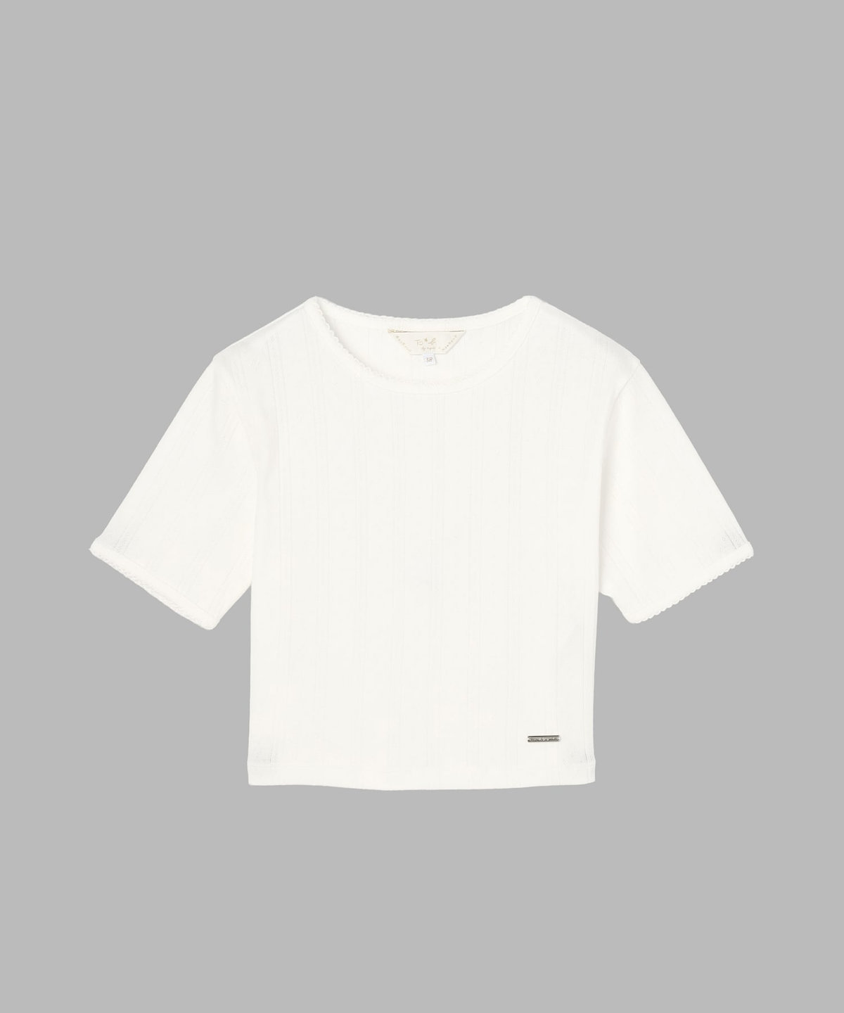 To b. by agnès b. アイレット コットン ジャージー コンパクト 半袖 Tシャツ ホワイト