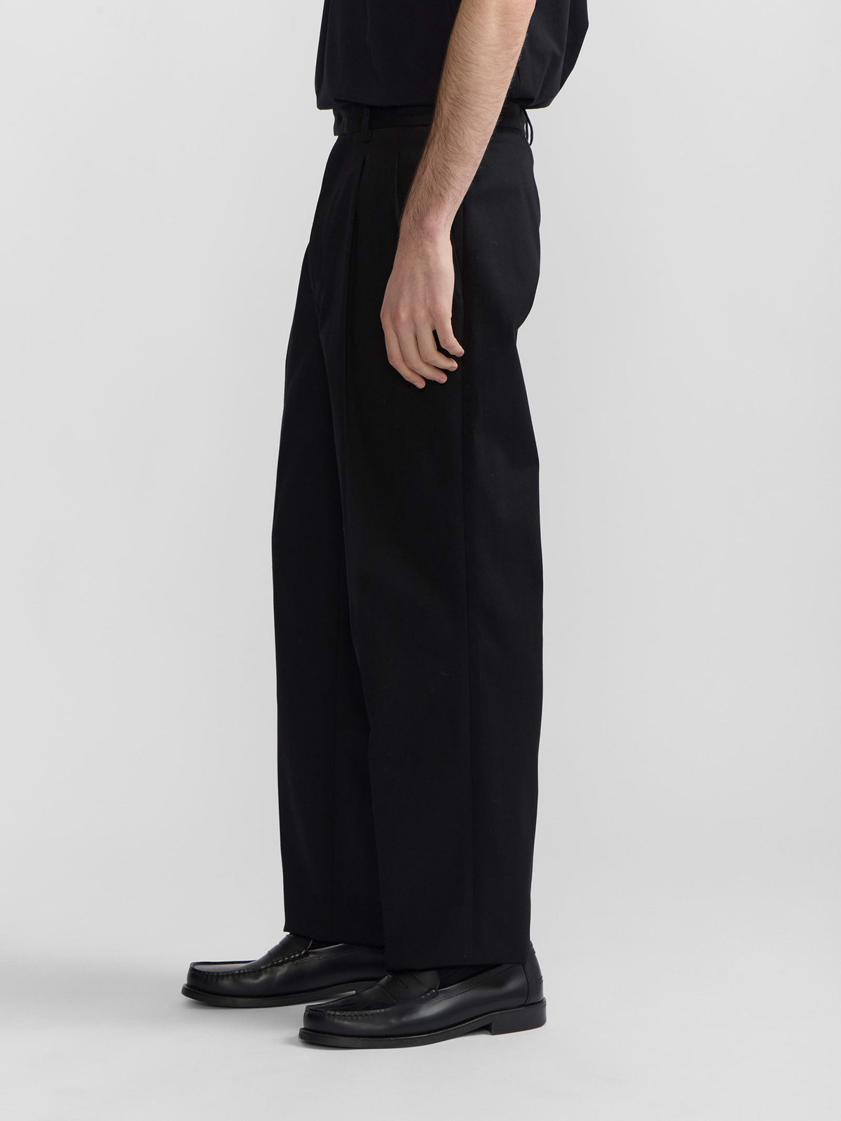 HOMME メンズ メンズ コットン ギャバジン パンツ ブラック