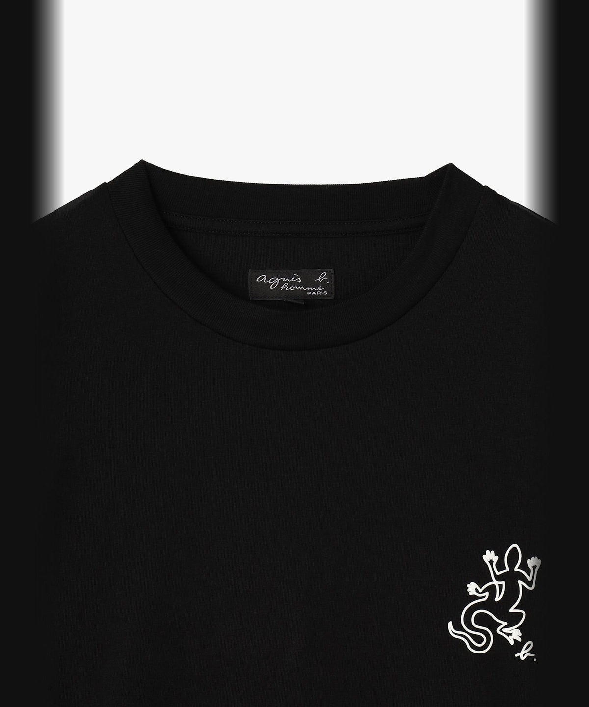 HOMME メンズ メンズ アイコニック プリント コットン 長袖 Tシャツ "Lezard" ブラック