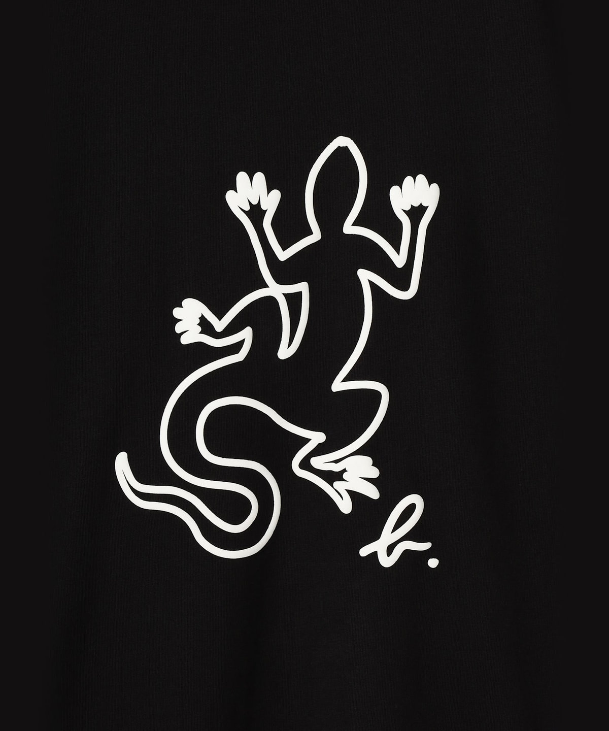 HOMME メンズ メンズ アイコニック プリント コットン 長袖 Tシャツ "Lezard" ブラック