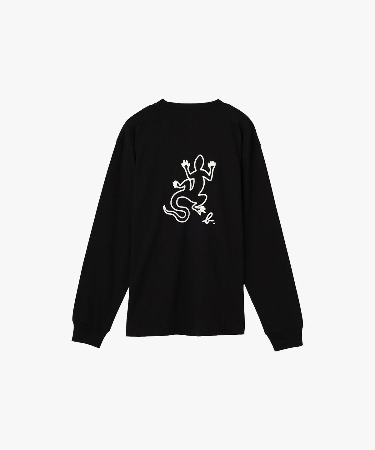 HOMME メンズ メンズ アイコニック プリント コットン 長袖 Tシャツ "Lezard" ブラック