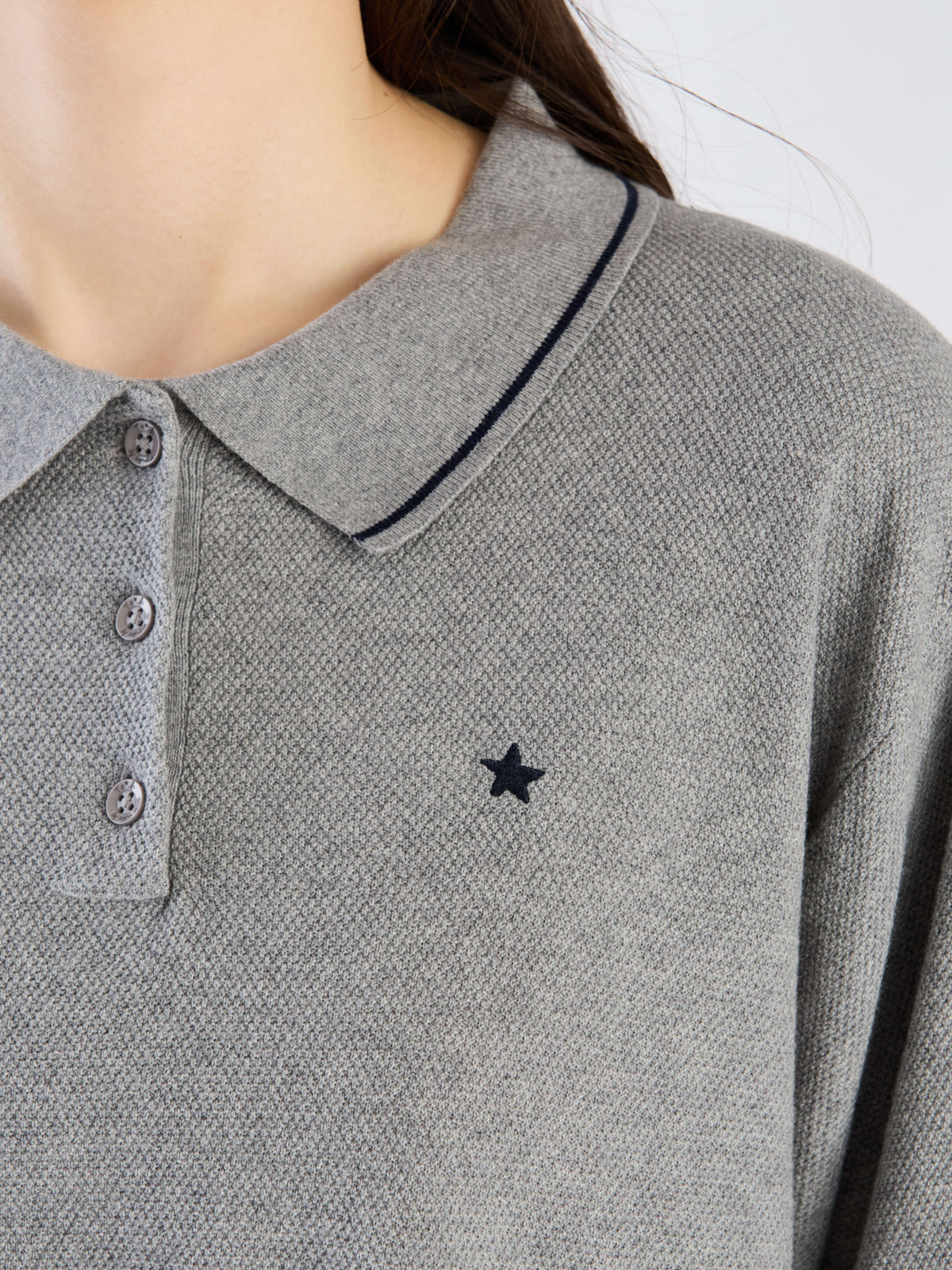 To b. by agnès b. コットン 半袖 ニット ポロ グレー