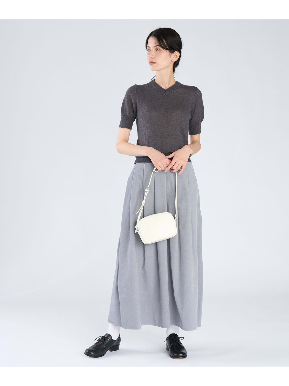 FEMME ウィメンズ モヘヤ 半袖 プルオーバー ”Kid” グレー