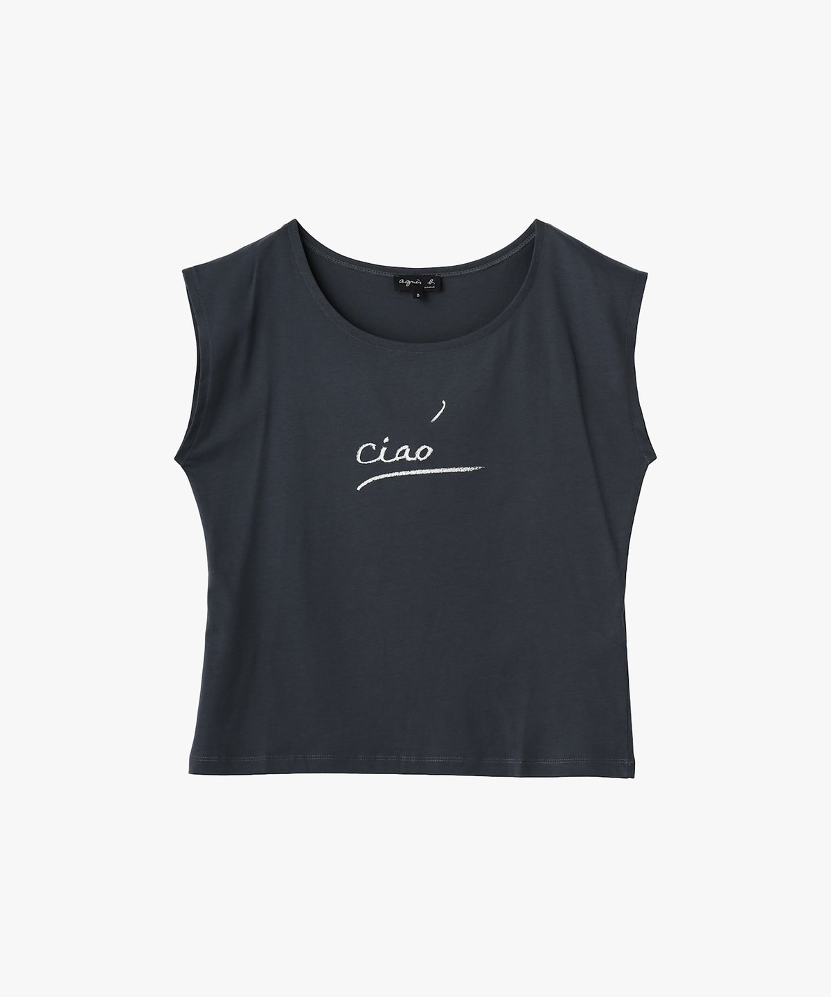 FEMME ウィメンズ メッセージプリント コットン 半袖 Tシャツ "Ciao" グレー