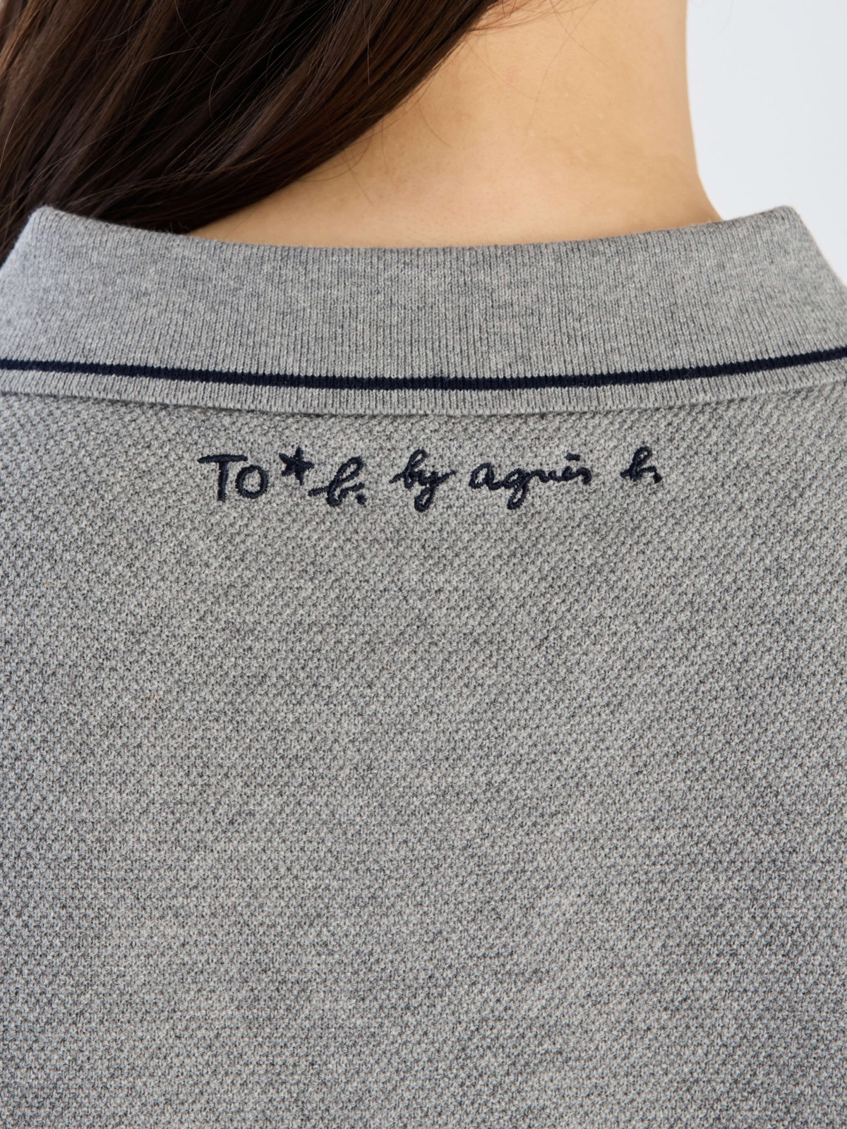To b. by agnès b. コットン 半袖 ニット ポロ グレー