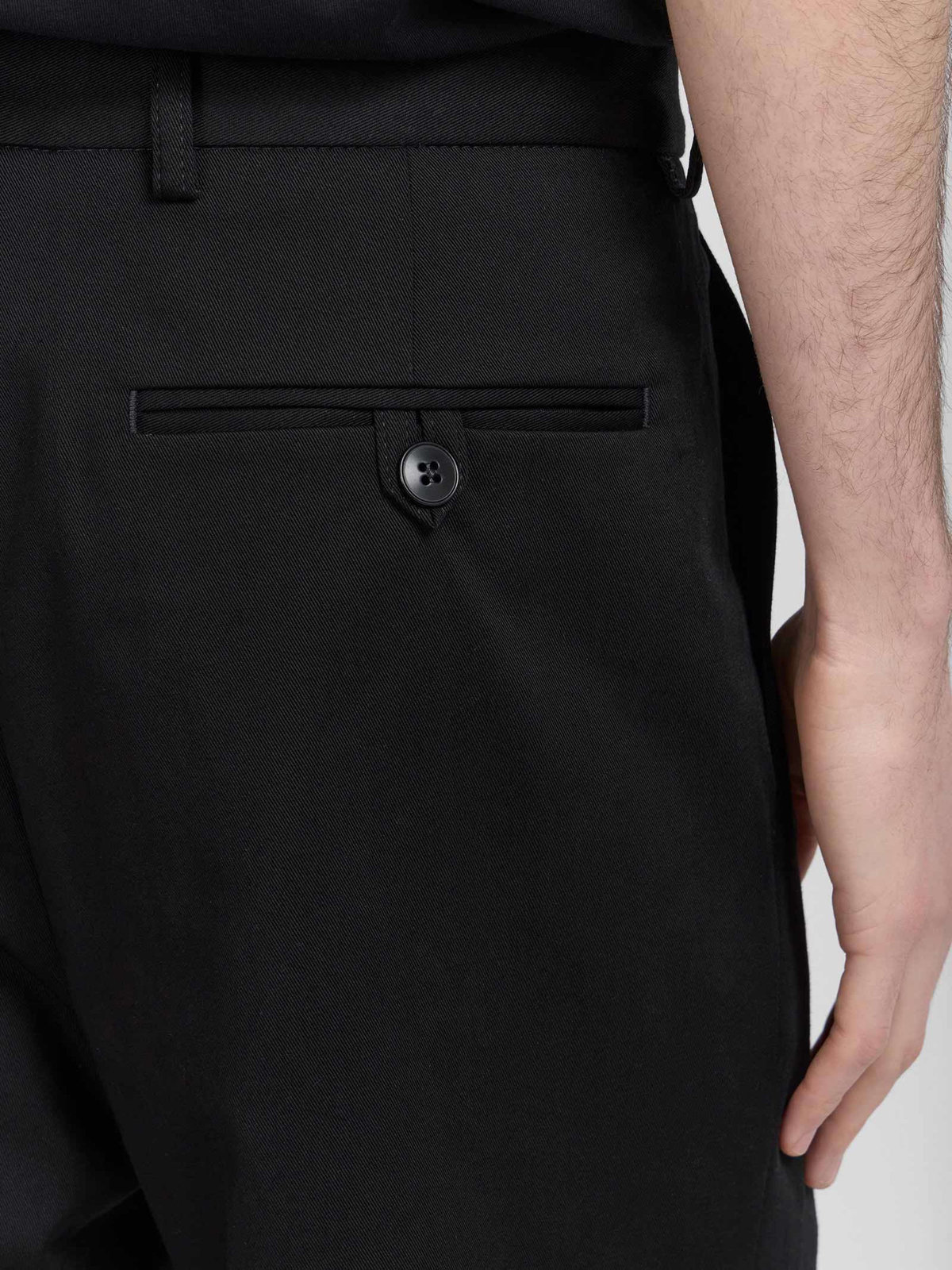 HOMME メンズ メンズ コットン ギャバジン パンツ ブラック