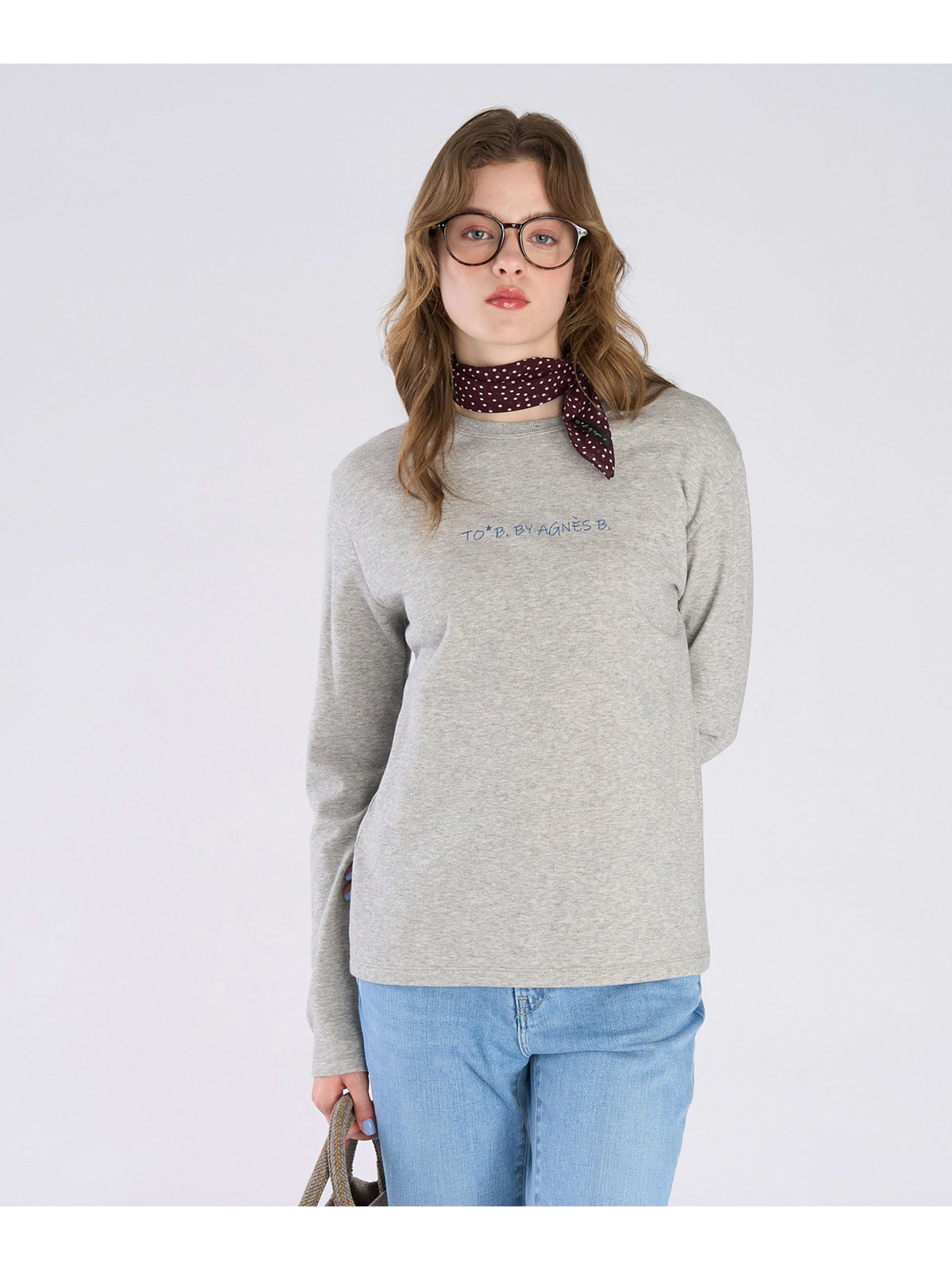 To b. by agnès b. エンブロゴロングTシャツ グレー