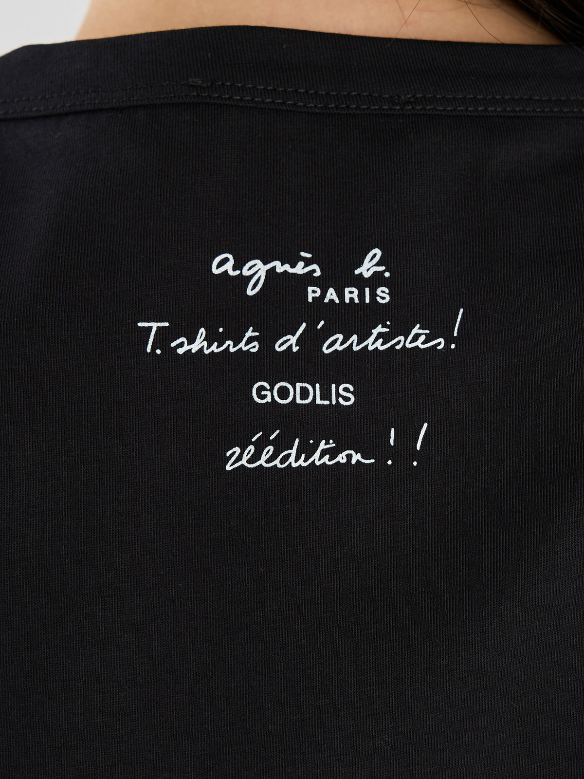 FEMME ウィメンズ コットン プリント 半袖 アーティスト Tシャツ "Godlis" ブラック