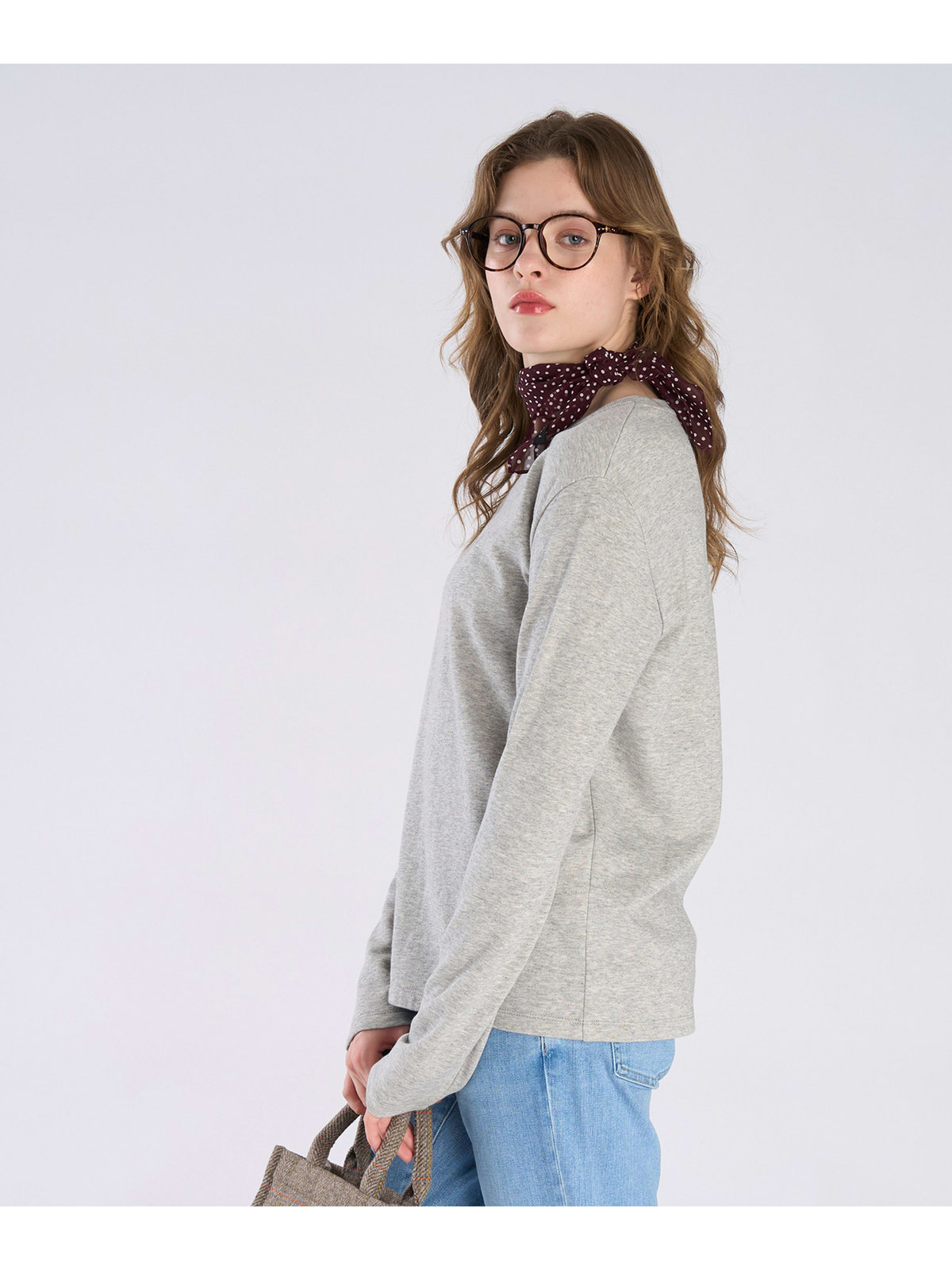 To b. by agnès b. エンブロゴロングTシャツ グレー