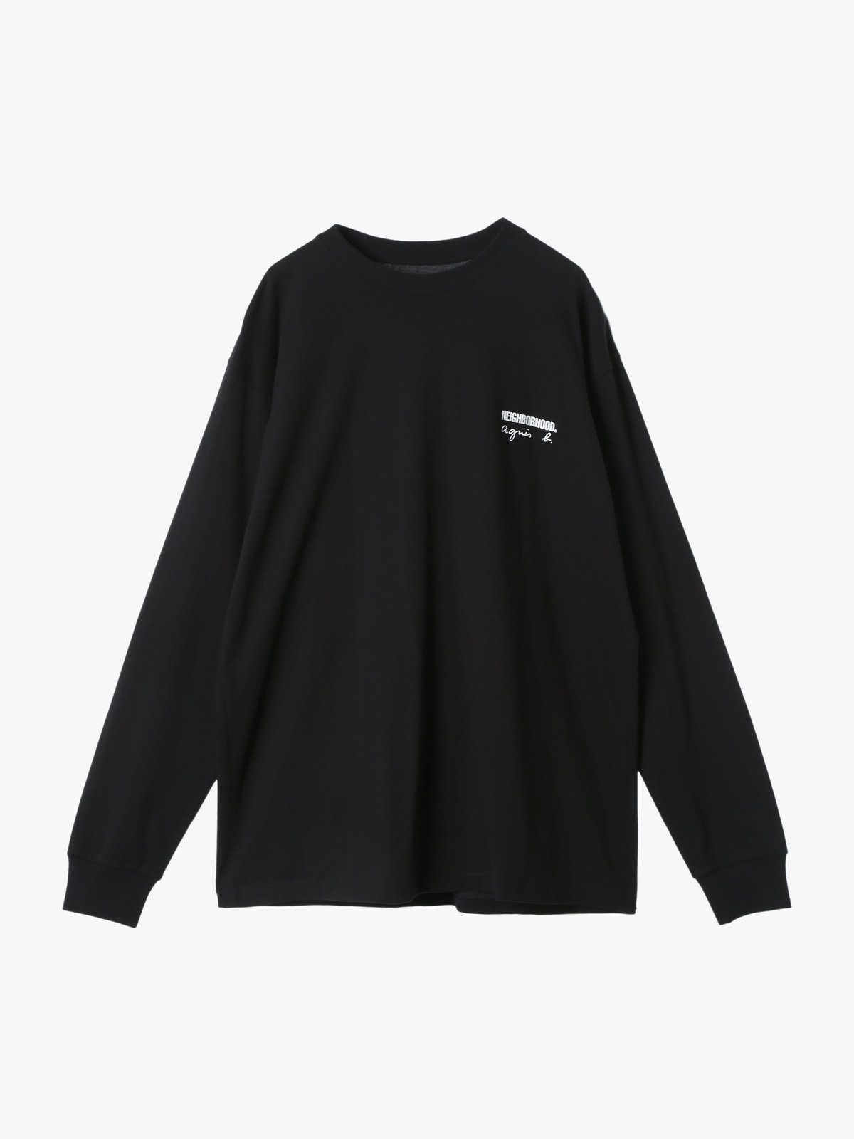 HOMME メンズ agnes b. x NH クルーネック 長袖 Tシャツ ブラック