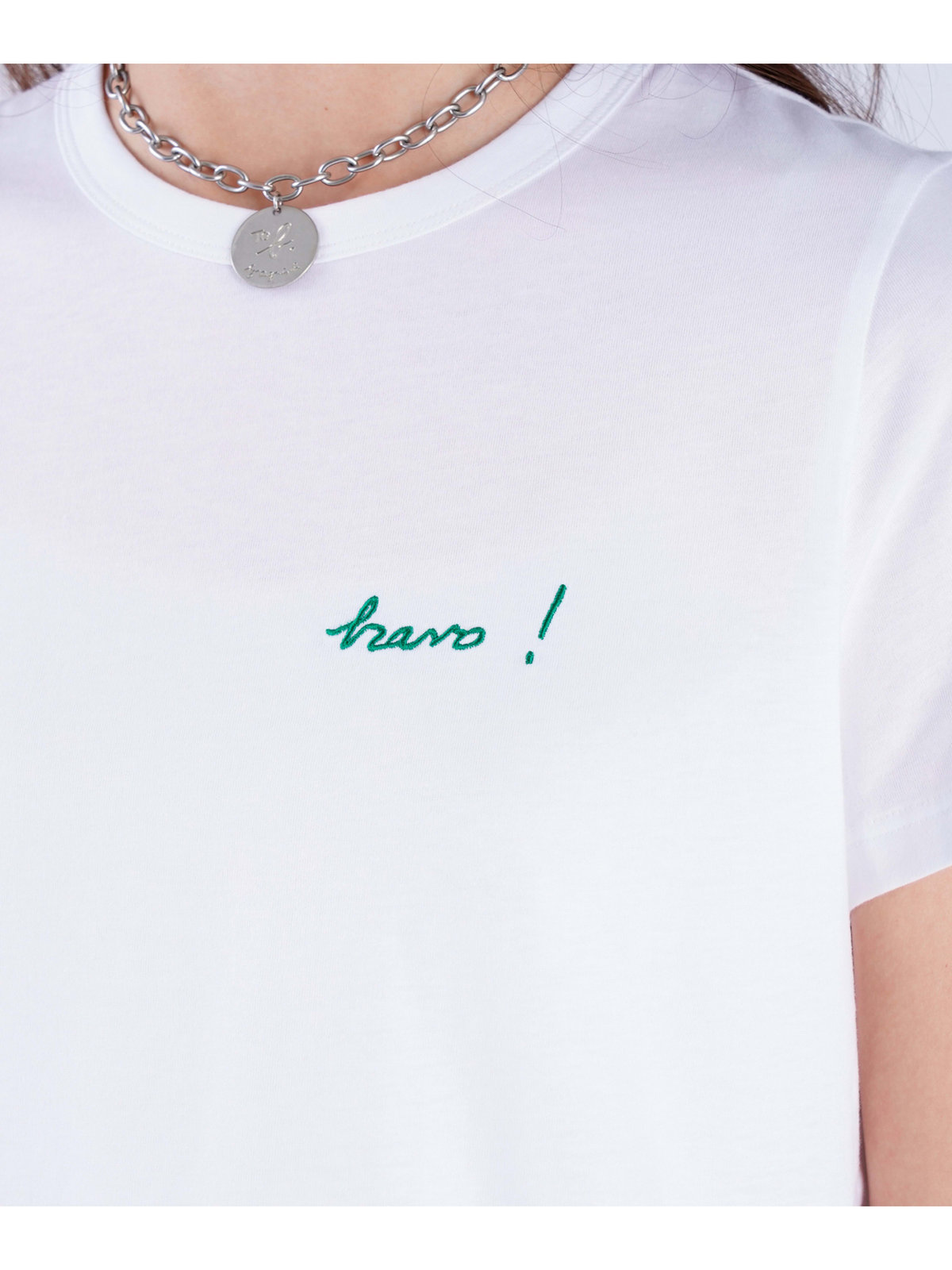 To b. by agnès b. 【Outlet】プリント オーガニックコットン 半袖 Tシャツ "Bravo!" ホワイト