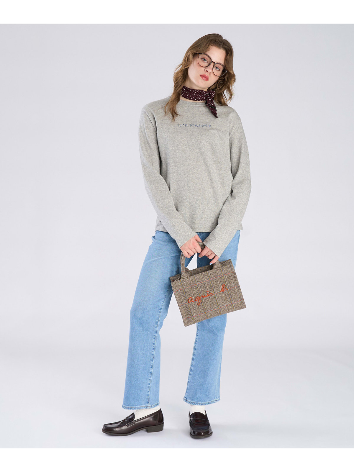 To b. by agnès b. エンブロゴロングTシャツ グレー