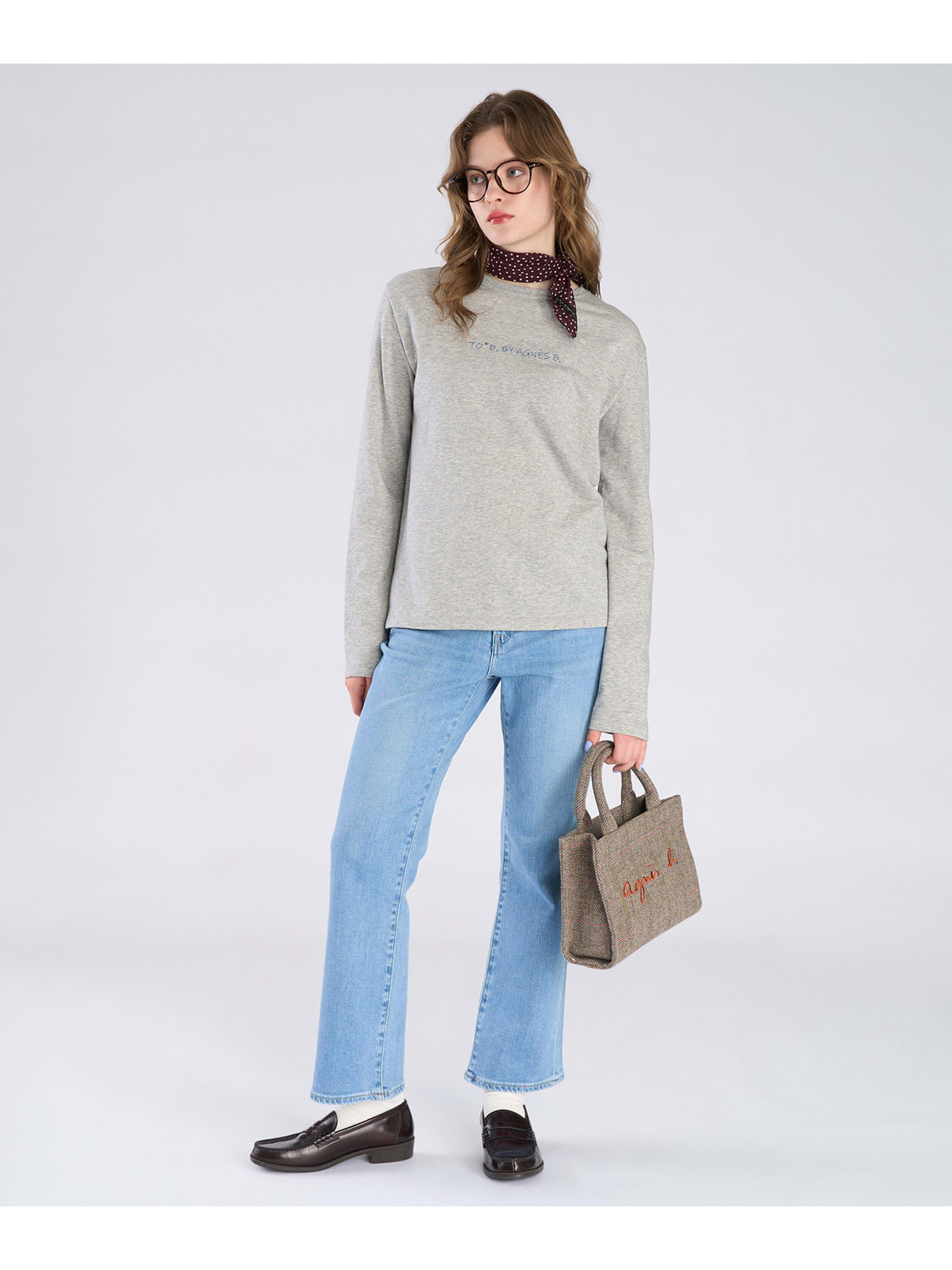 To b. by agnès b. エンブロゴロングTシャツ グレー
