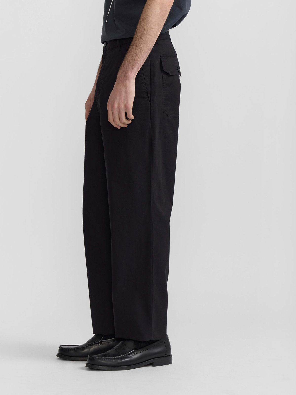 HOMME メンズ メンズ コットン ギャバジン ストレート パンツ ”Antton” ブラック