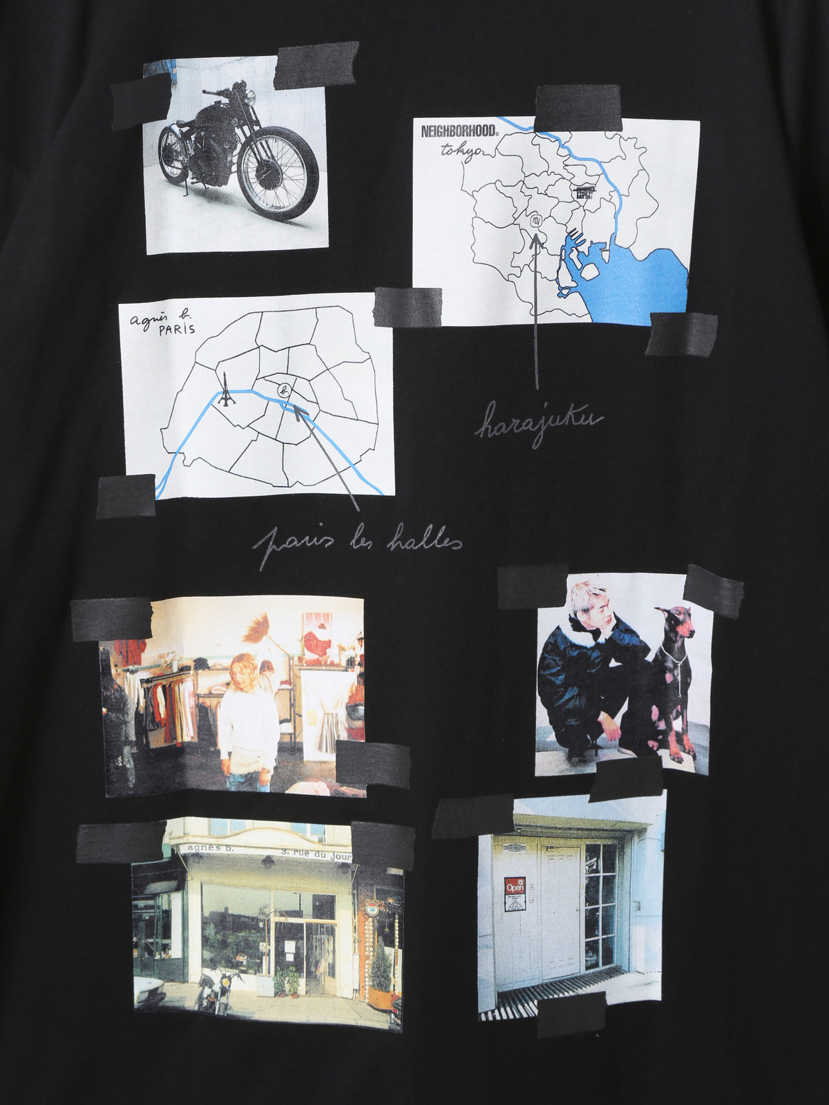 HOMME メンズ agnes b. x NH クルーネック 長袖 Tシャツ ブラック