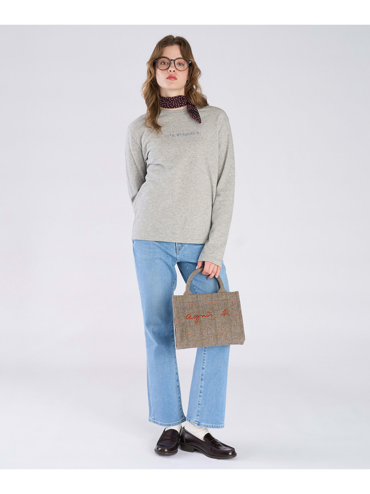 To b. by agnès b. エンブロゴロングTシャツ グレー