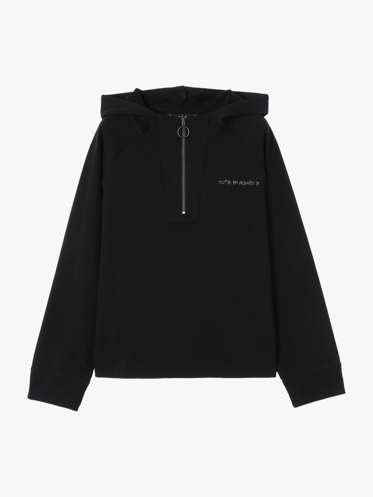 To b. by agnès b. コットン ハーフジップ スウェットフーディー ブラック