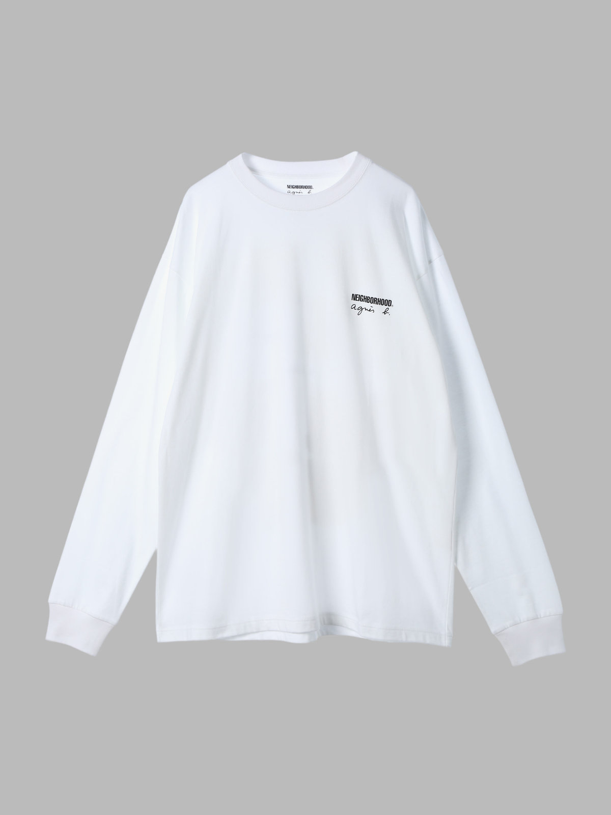 HOMME メンズ agnes b. x NH クルーネック 長袖 Tシャツ ホワイト