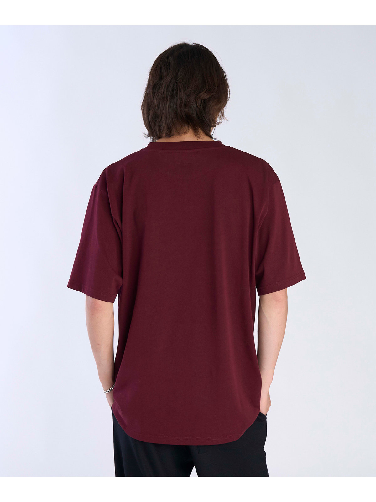 HOMME メンズ 【Outlet】メンズ ロゴ 刺繍 コットン 半袖 Tシャツ "Christof" ボルドー