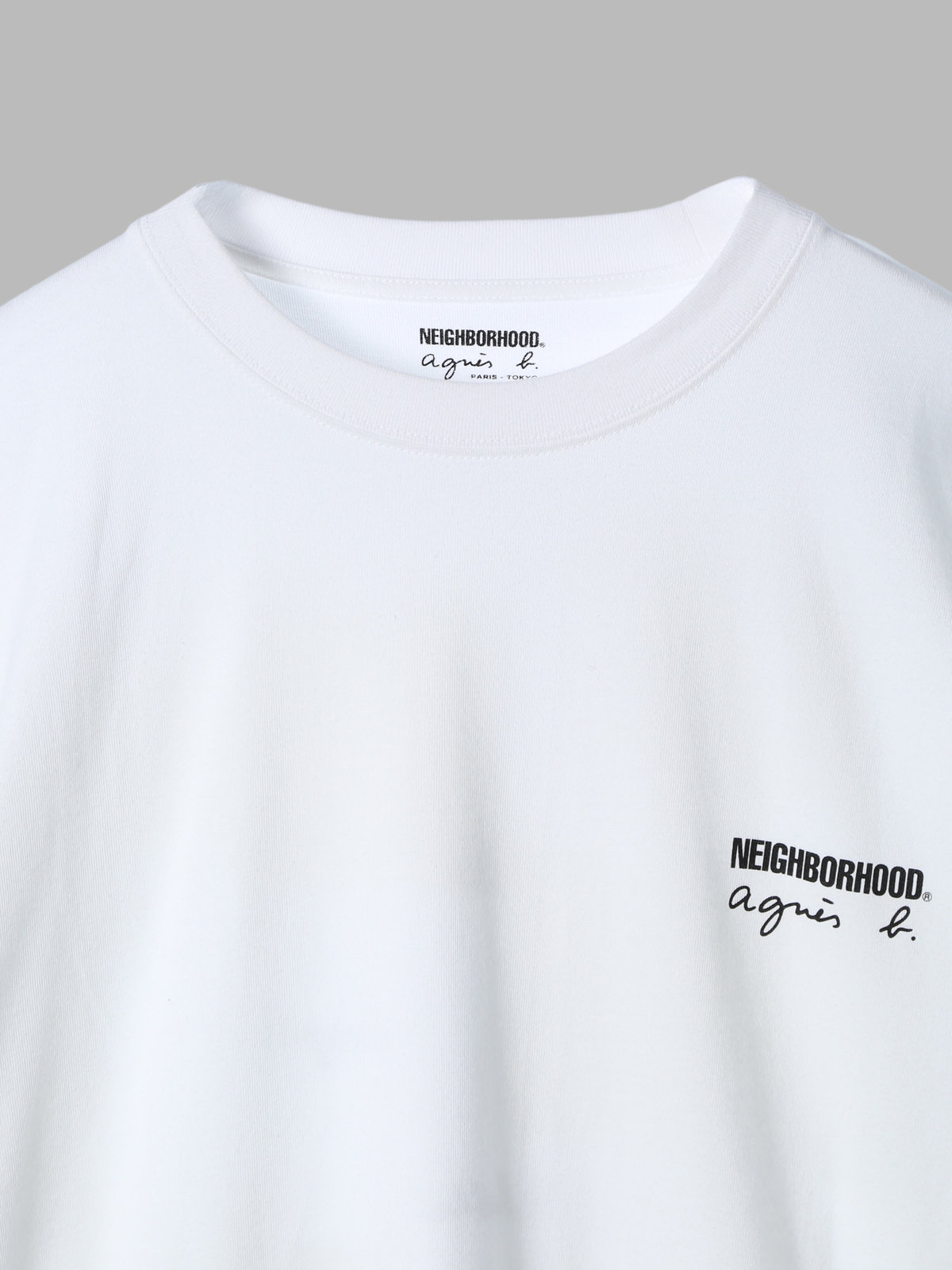 HOMME メンズ agnes b. x NH クルーネック 長袖 Tシャツ ホワイト