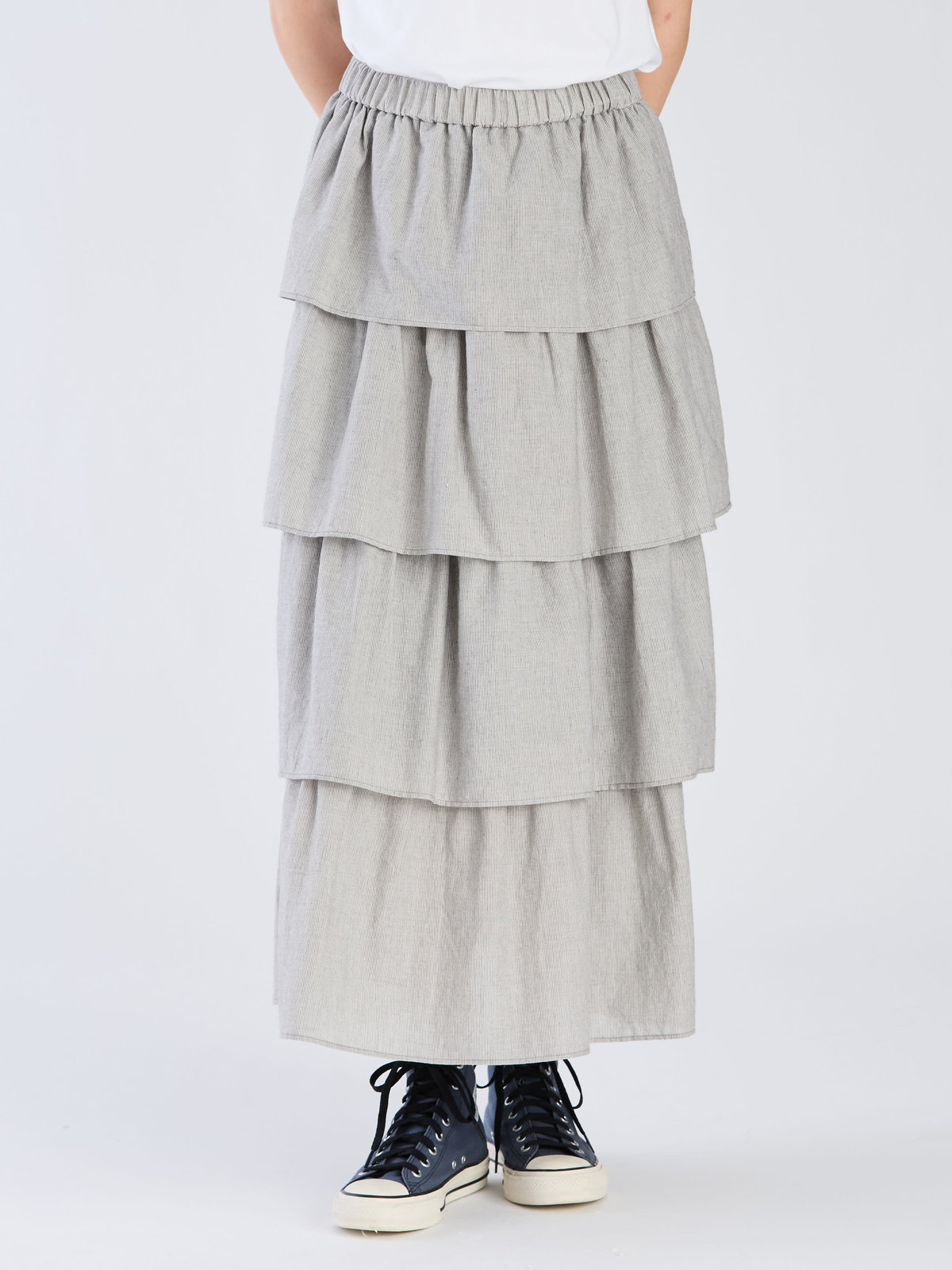 To b. by agnès b. 【Outlet】フォーフレアティアードスカート ブラック