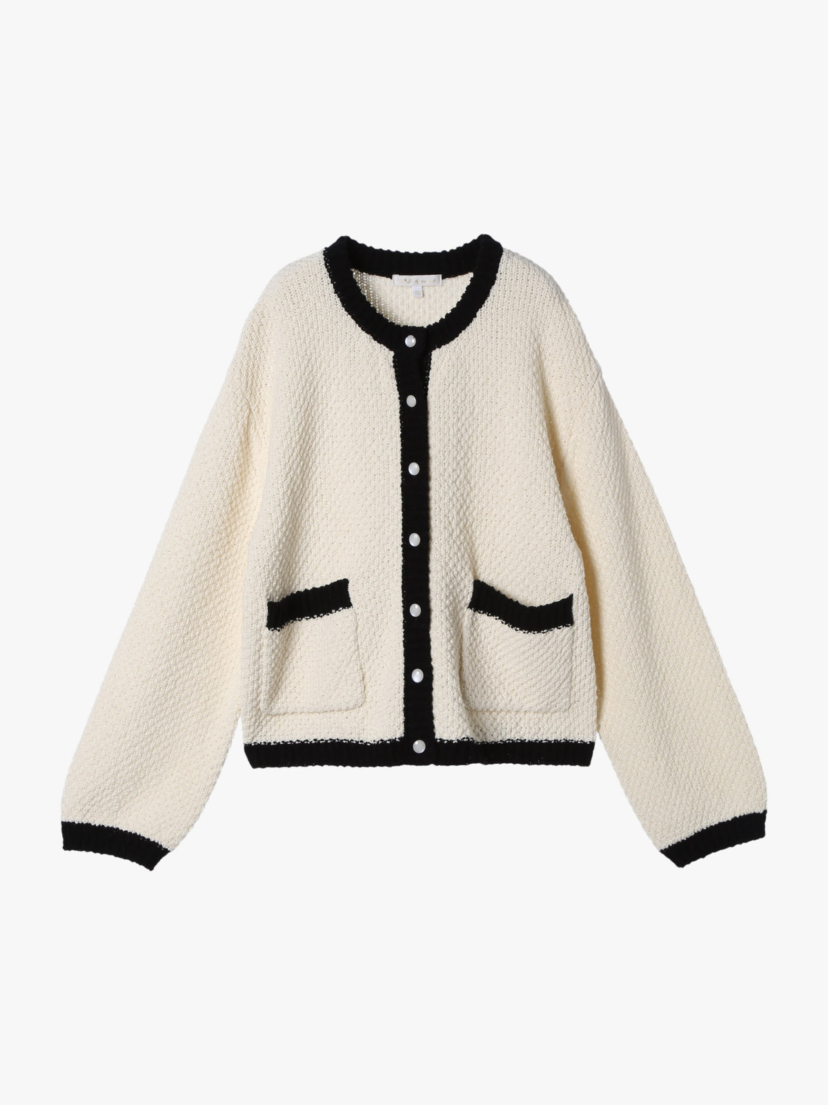 To b. by agnès b. バイカラー ニット カーディガン ホワイト系