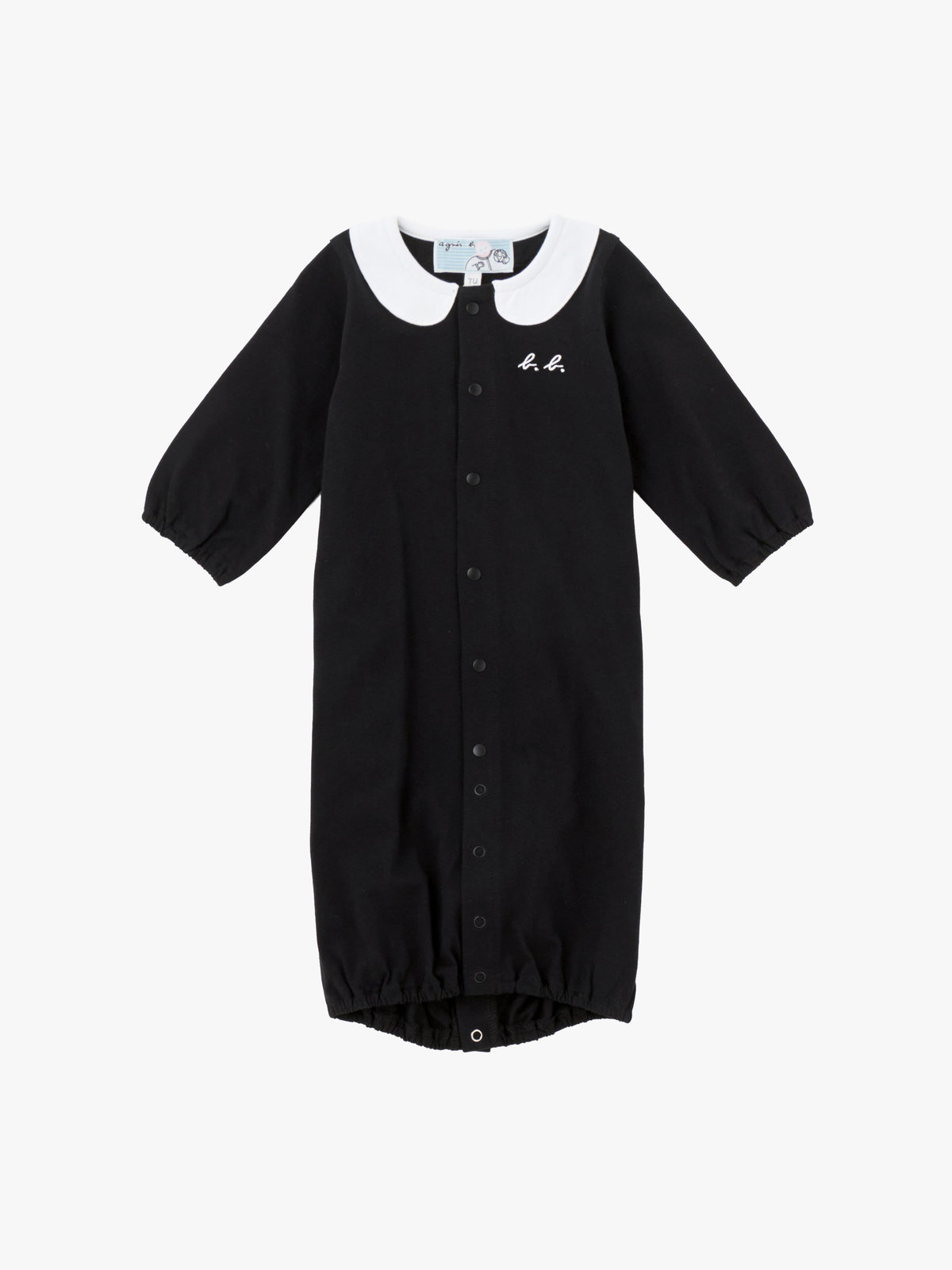 ENFANT ベビー ベビー トロンプルイユ コットン 長袖 2wayオール ブラック