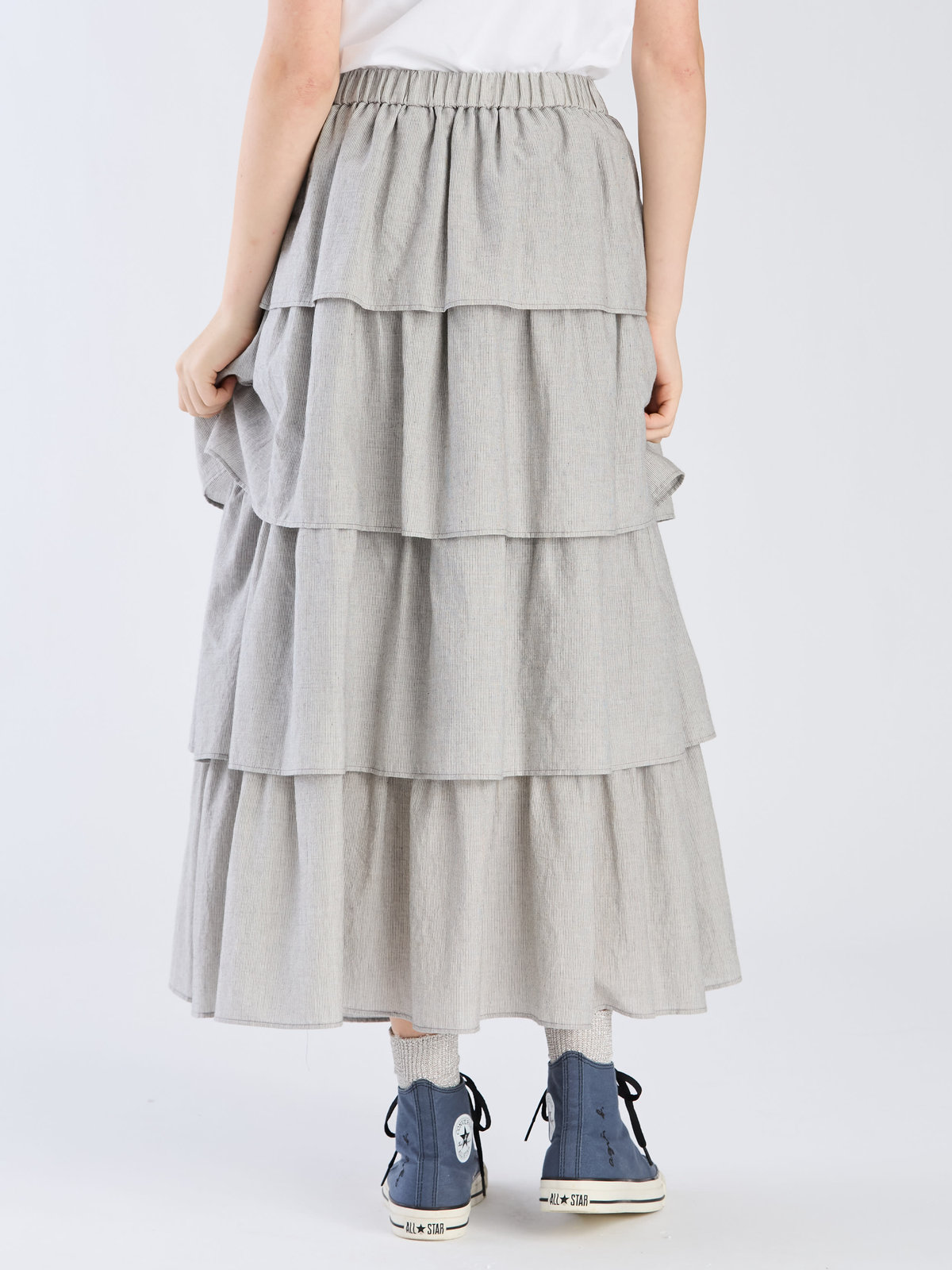 To b. by agnès b. 【Outlet】フォーフレアティアードスカート ブラック