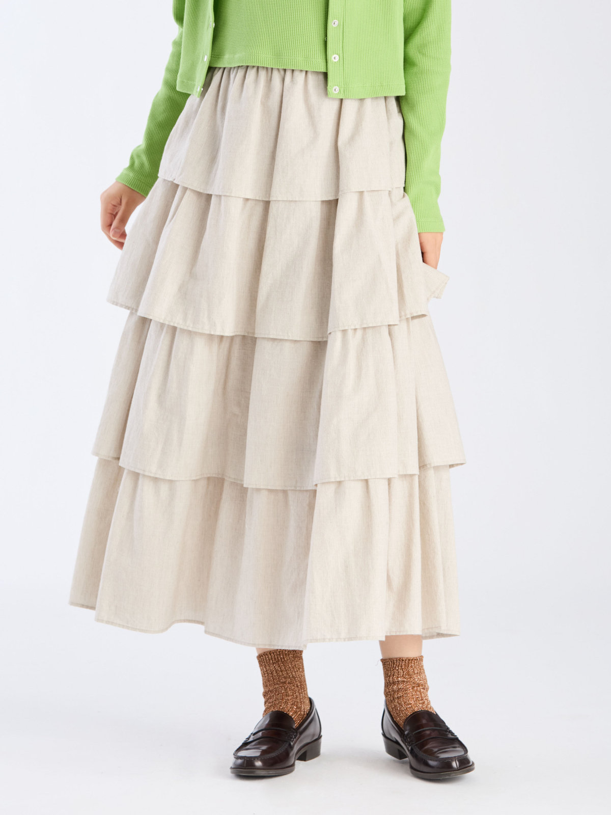 To b. by agnès b. 【Outlet】フォーフレアティアードスカート ベージュ