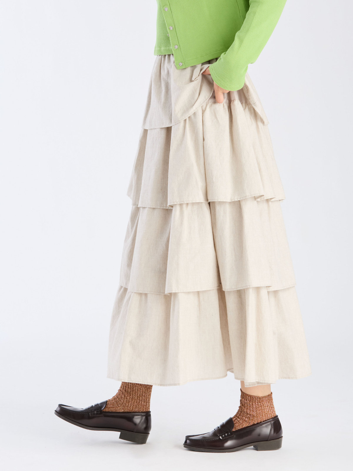 To b. by agnès b. 【Outlet】フォーフレアティアードスカート ベージュ