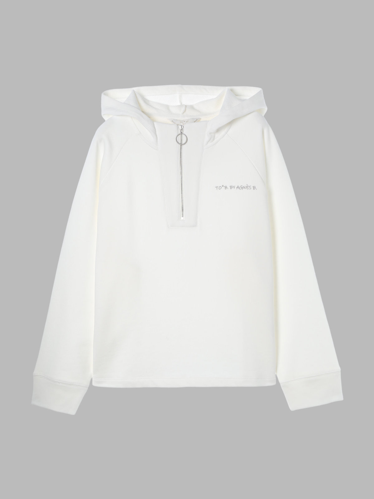 To b. by agnès b. コットン ハーフジップ スウェットフーディー ホワイト